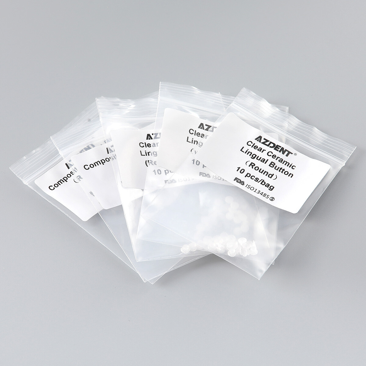 AZDENT Dental Orthodontic Composite Clear Ceramic Lingual Buttons for Bondable