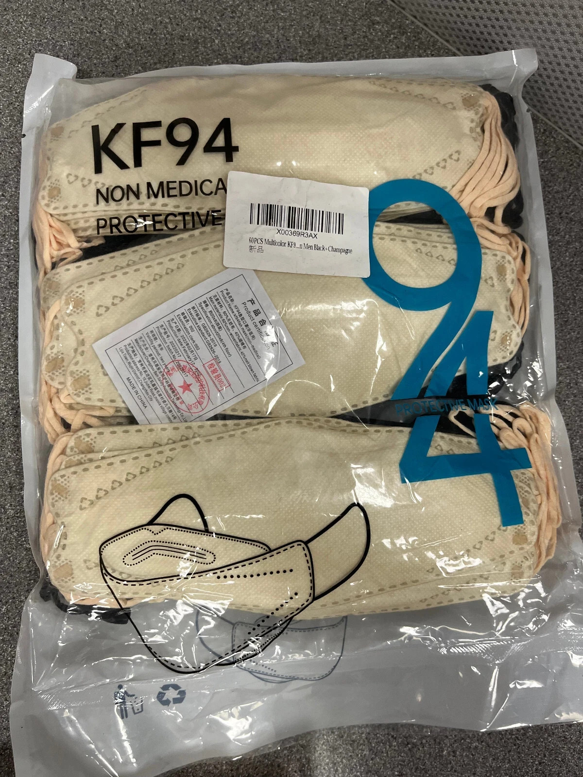 120 PC – KF94 Protective Face Mask Adult Multicolor Non-Medical – NEW – SEALED