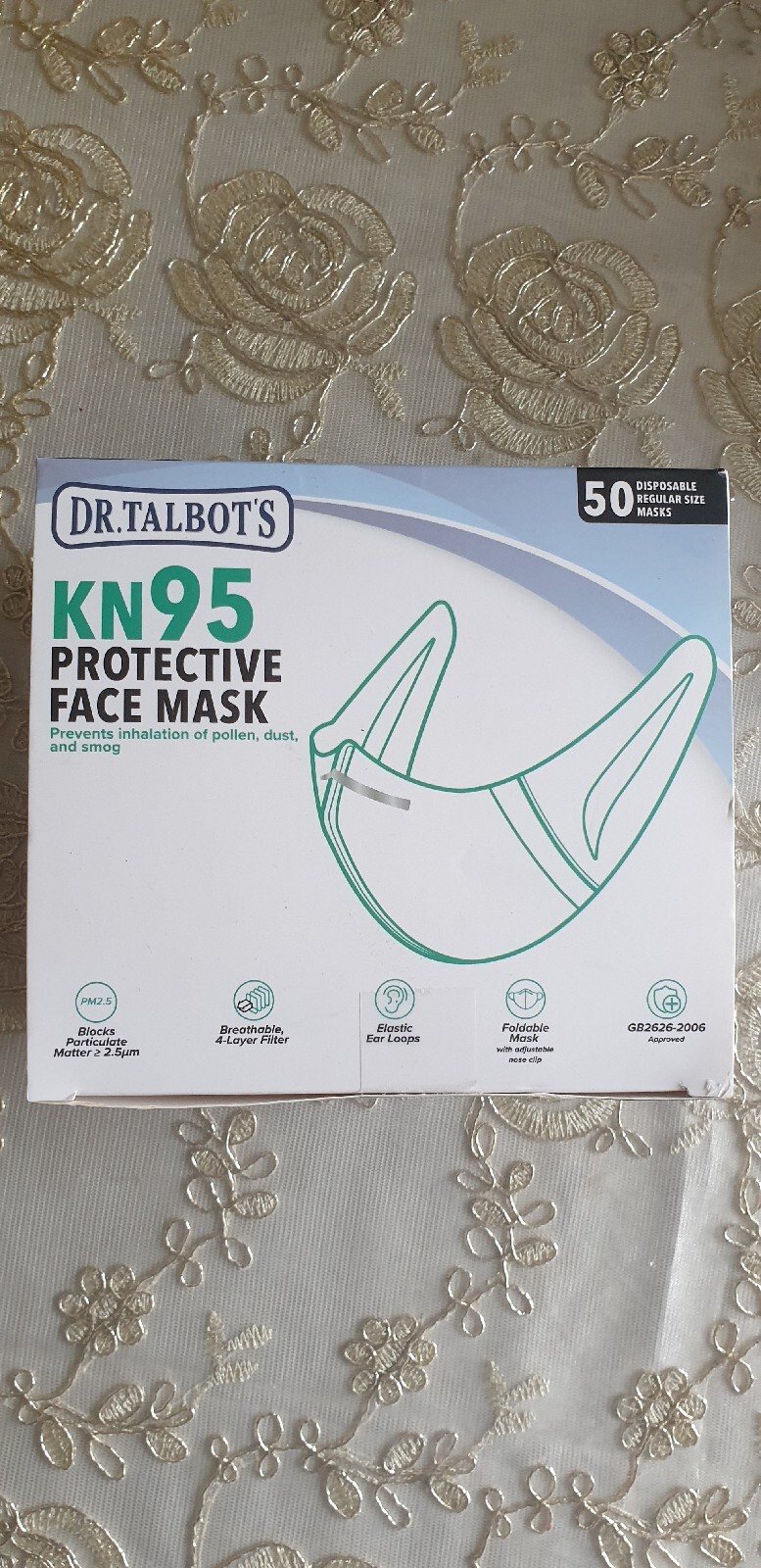 Dr. Talbot’s Disposable KN95 Cup Style Mask – Foldable – 4-Layer – 50 Masks