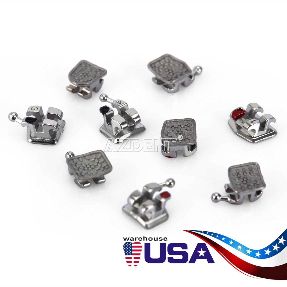 AZDENT Dental Orthodontic Brackets Braces MIM Monoblock Roth.022 Hook 3-4-5