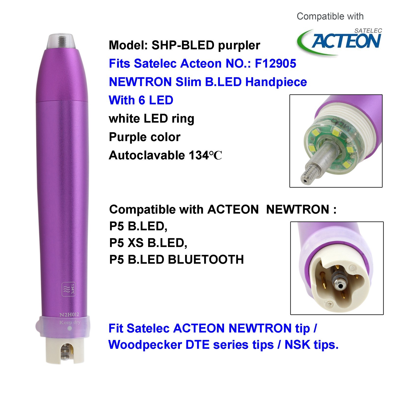Dental Ultrasonic Scaler ACTEON Tip H3 10X 1S Piezo NEWTRON Slim B.LED Handpiece