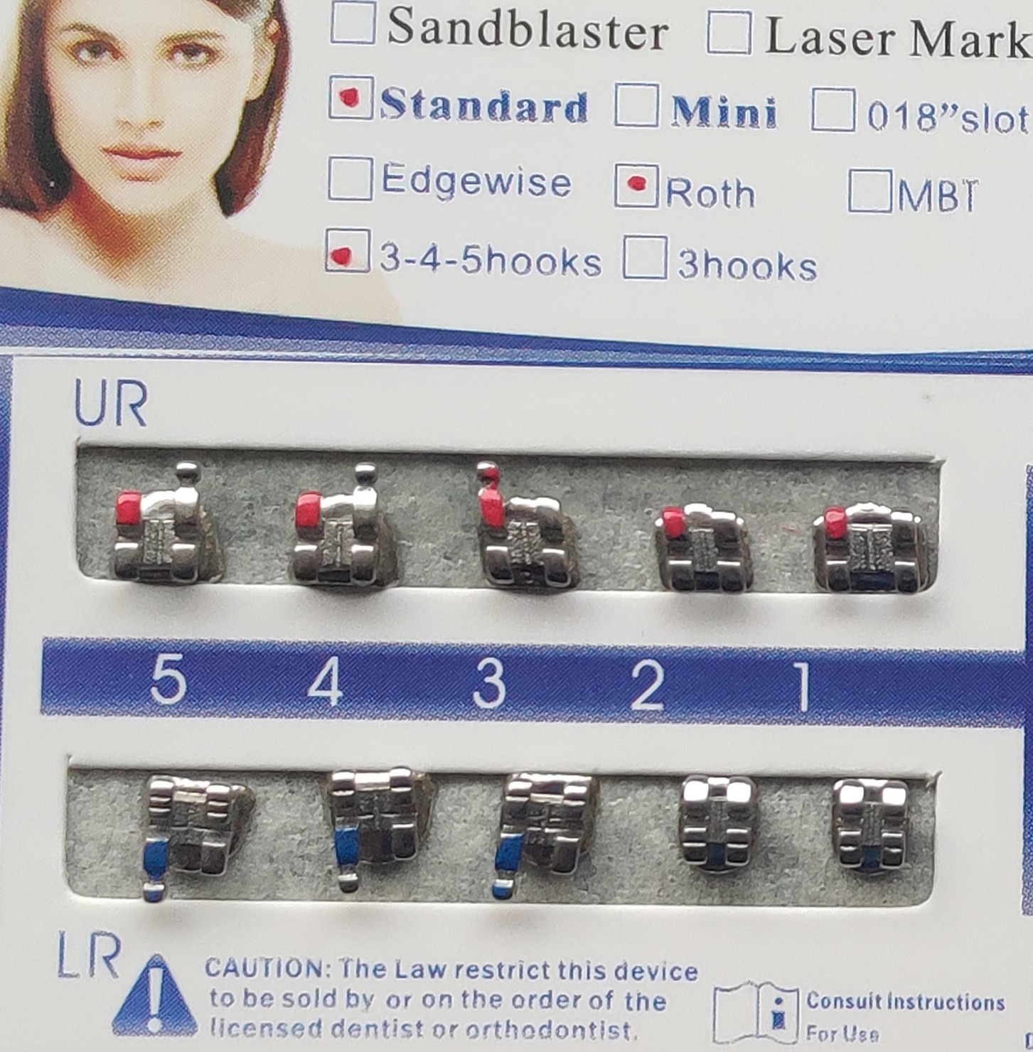 10 Packs Dental Orthodontic Metal Bracket Braces Standard Roth MBT Mesh Base