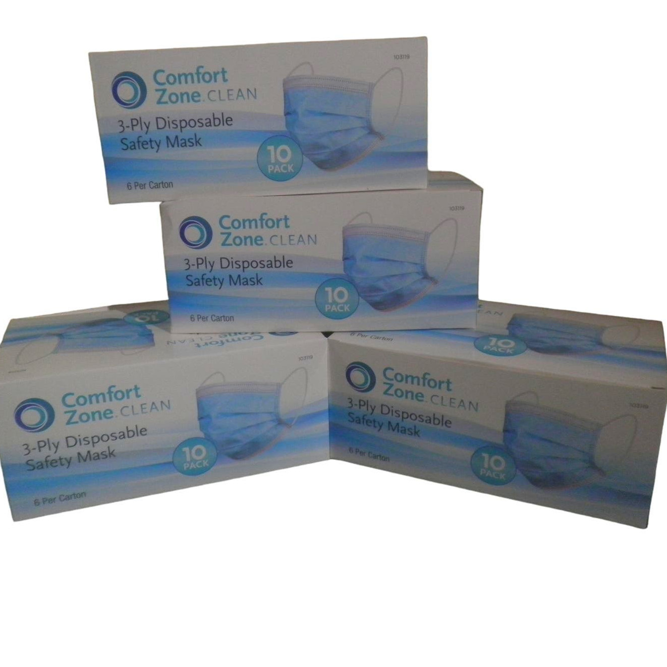 Comfort Zone 240-PK, Non-Medical Mask (24 x 10-PKS) 3-Layer, Disposable