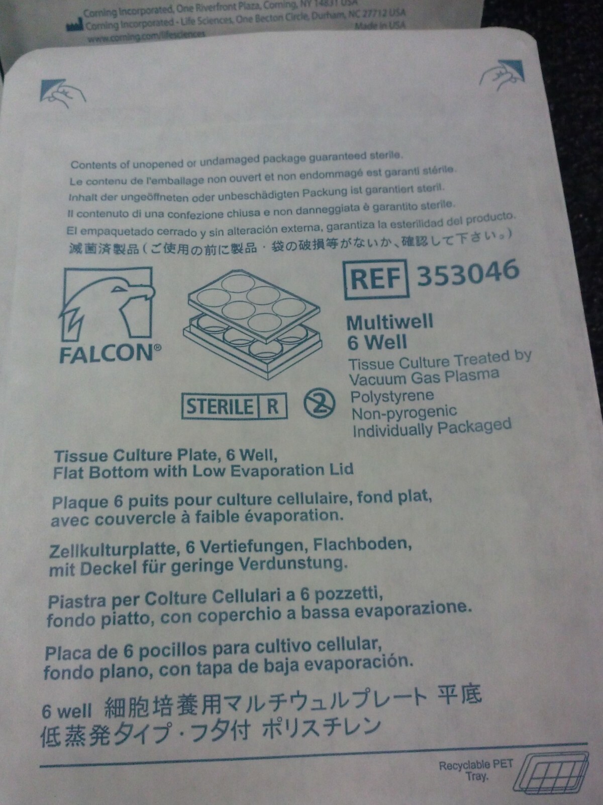 CORNING FALCON 353046 Lot of 4 Mutiwell 6 Well Tissue Culture