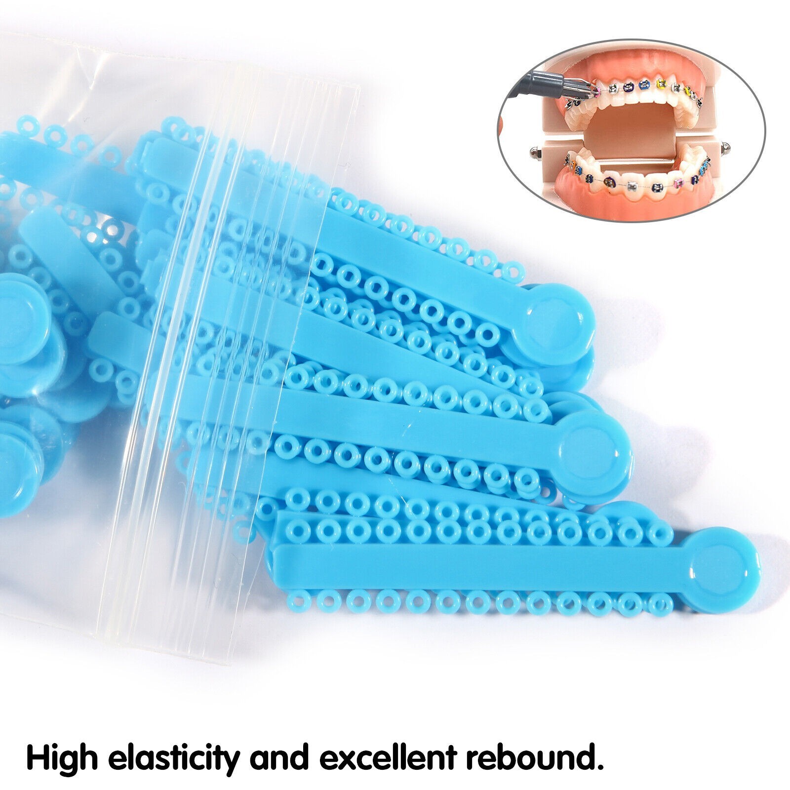 1040 Dental Orthodontic Ligature Ties Elastic Rubber Band Black/Rainbow Colors