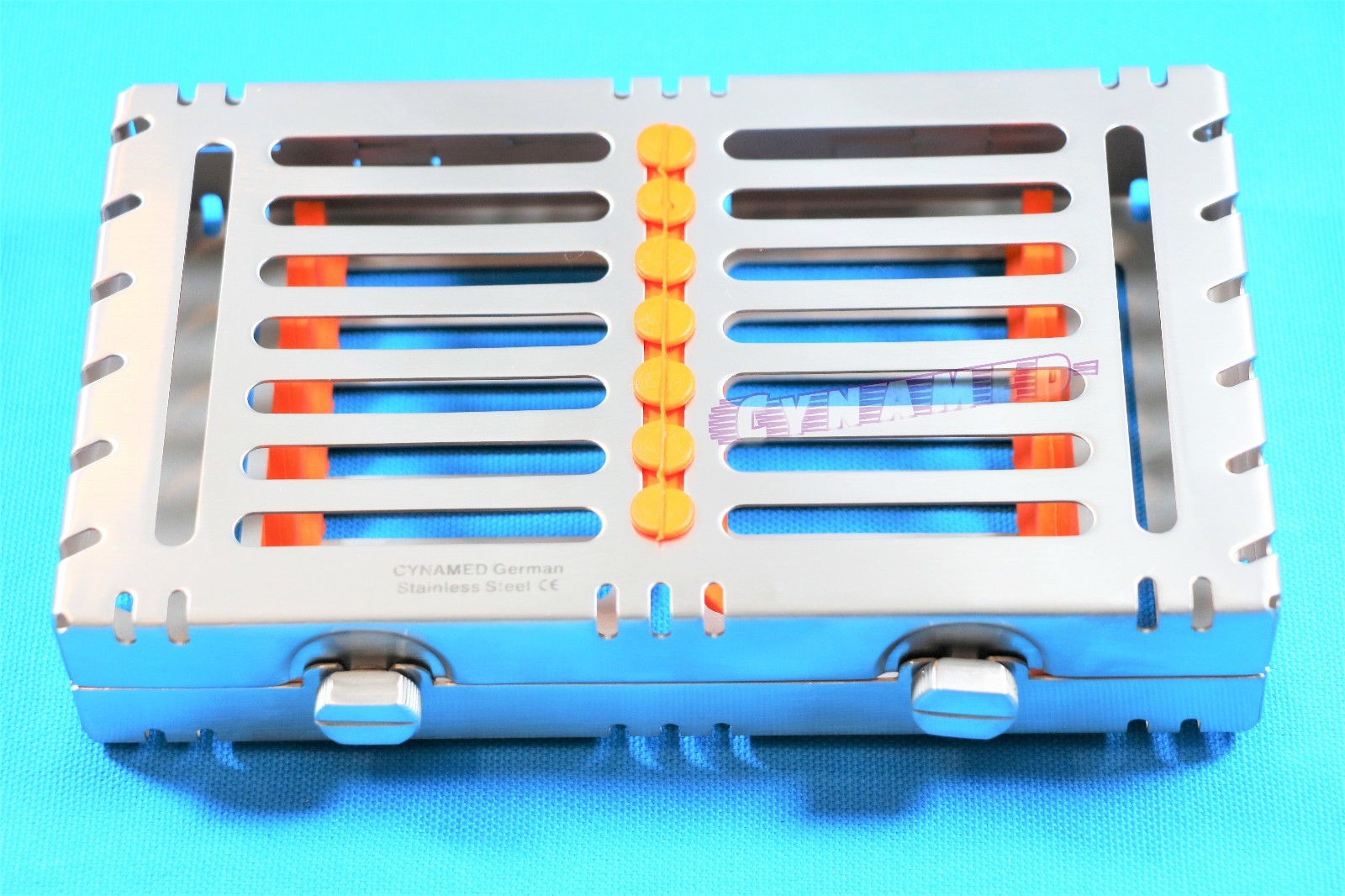 ORANGE GERMAN DENTAL STERILIZATION CASSETTE FOR 7 INSTRUMENTS DETACHABLE 2BUTTON