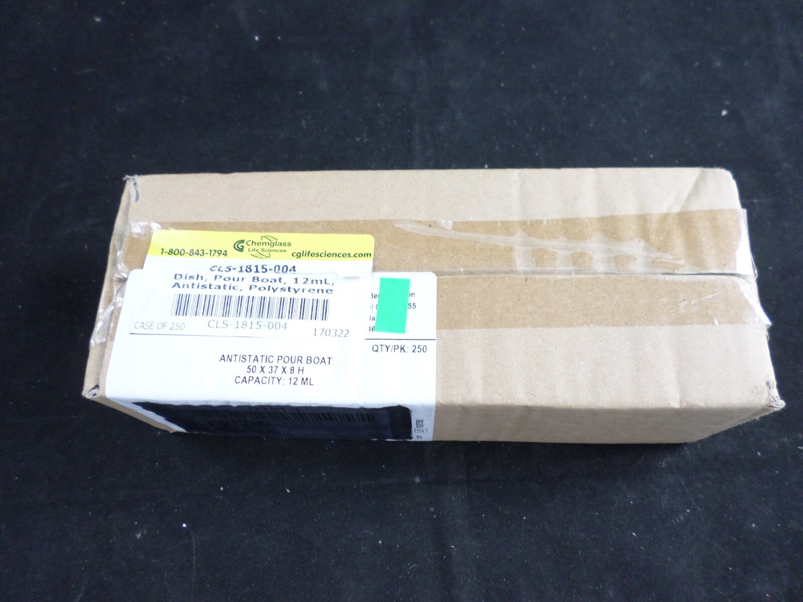 CHEMGLASS 12mL Pour Boat PS Antistatic Weighing Dishes CLS1815004 (250/pk)