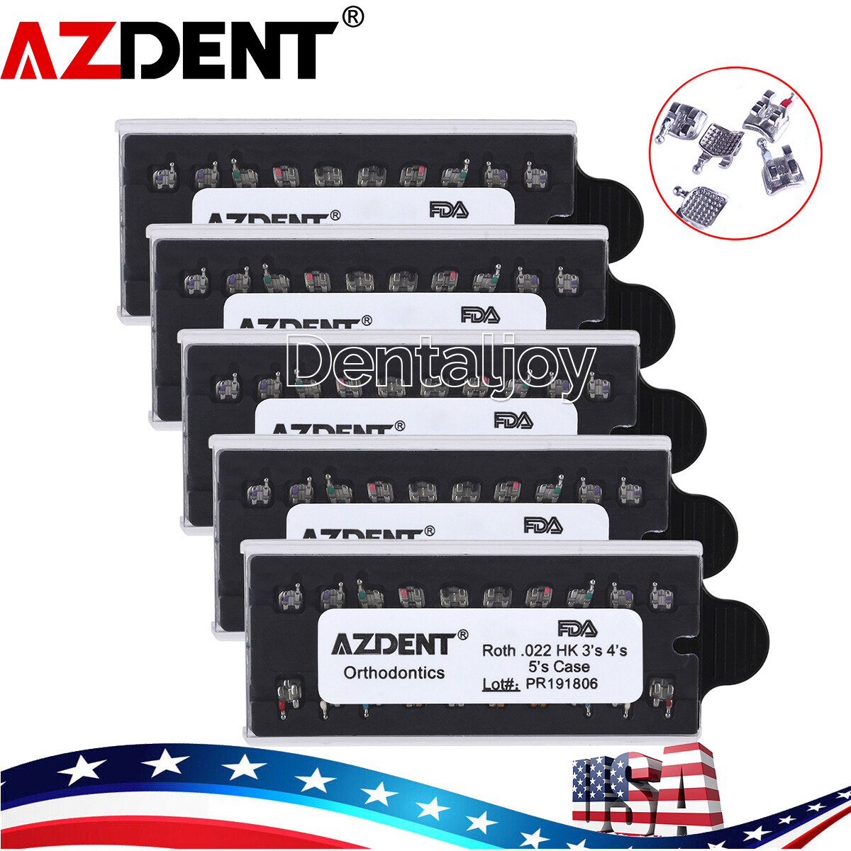 AZDENT Dental Orthodontic Metal Brackets Braces Mini Roth MBT 018 022 345 Hooks