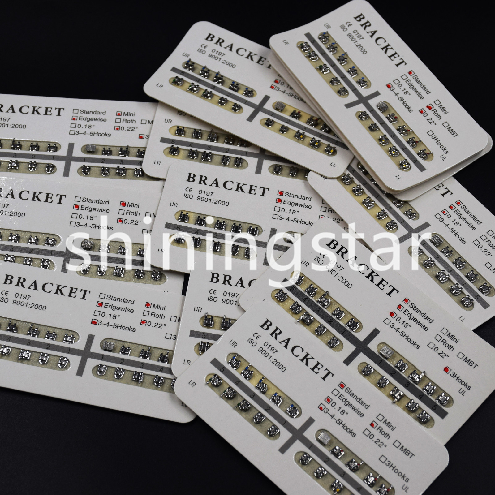 20Packs Dental Ortho Bracket Mini/Standard Roth MBT Edgewise 018/022 3/345 Hooks