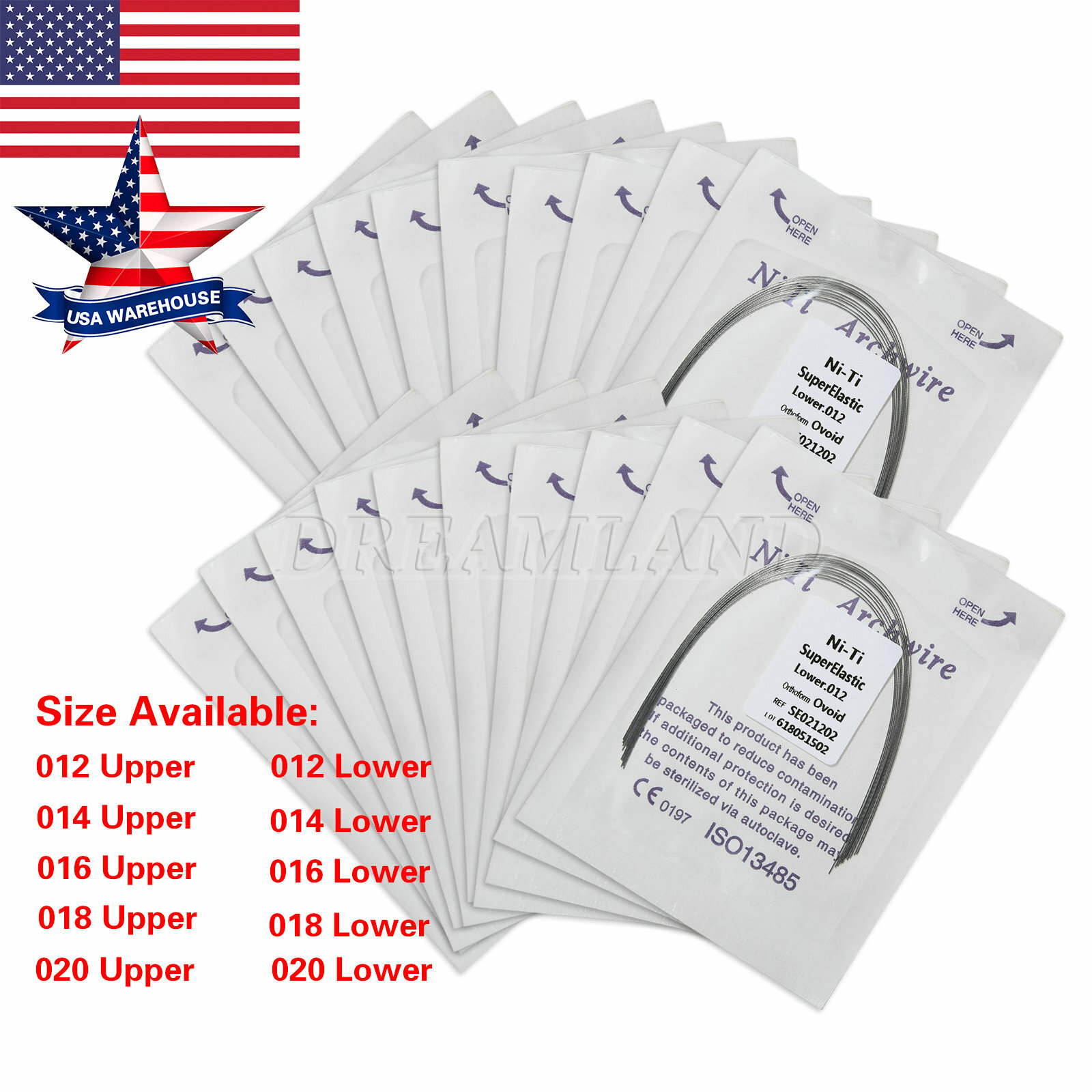 10pcs/pack Dental Orthodontic Super Elastic Niti Arch Wire Round Ovoid Form USA