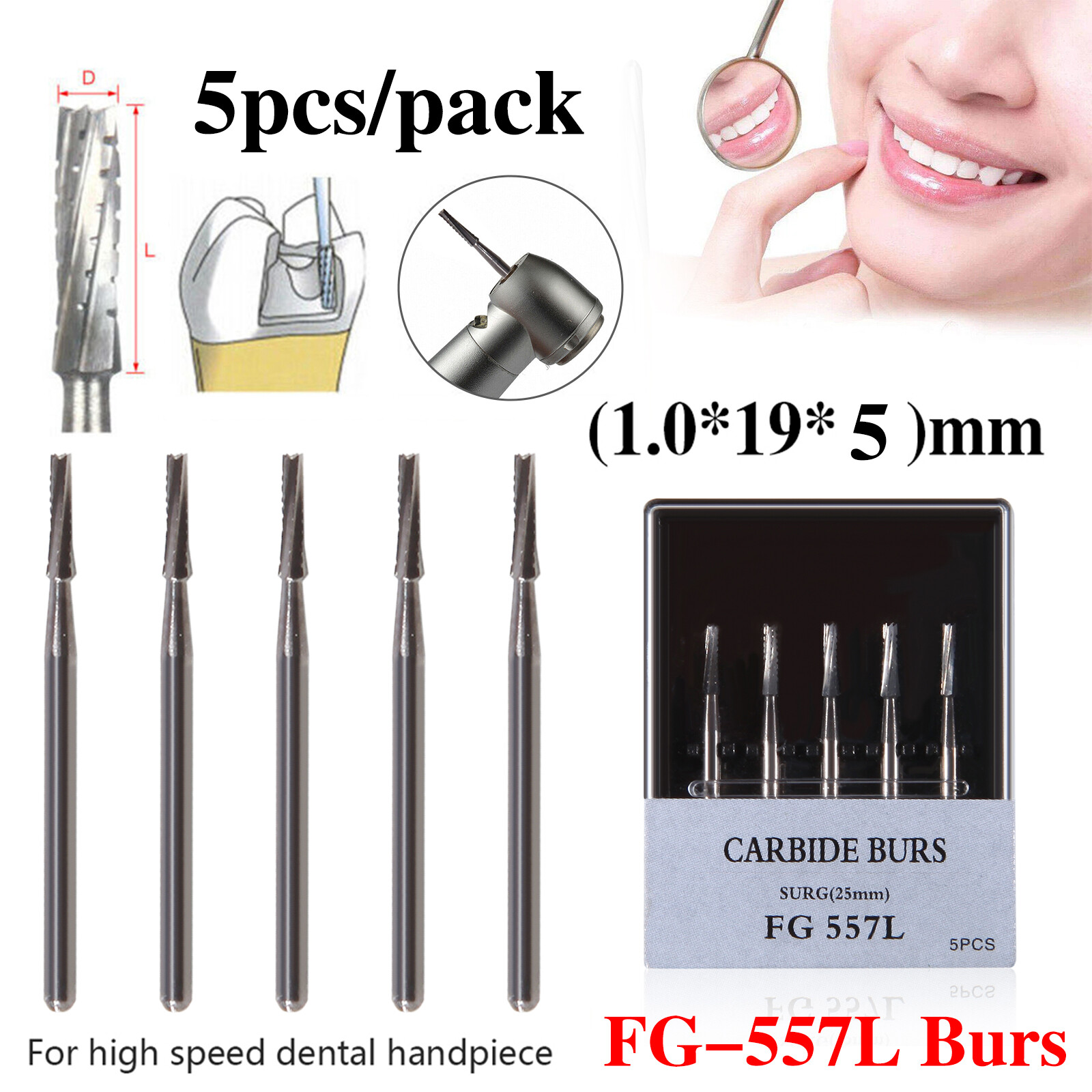 Dental Bur 557L Burs Surgical FG SURG 25mm FGOS Carbide Long Shank