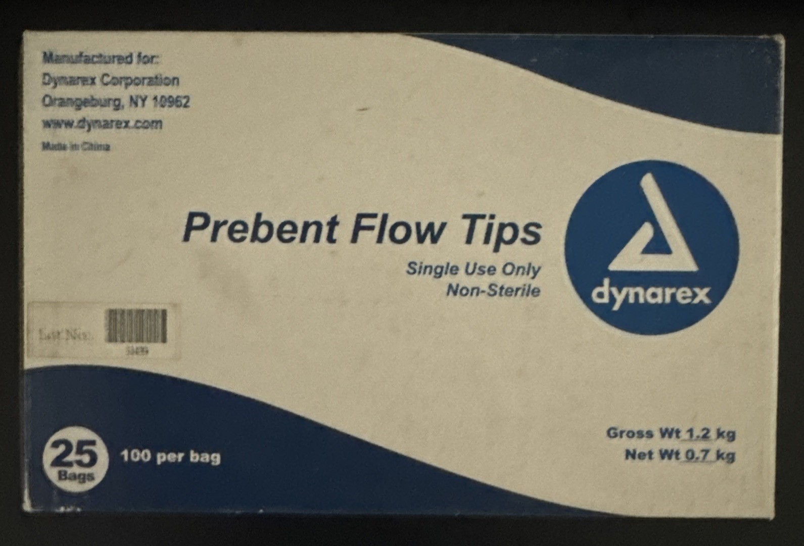 *2,500/case* Dynarex Pre-Bent Flow Tips-22G Etch tips, Grey,25 bags of 100 tips