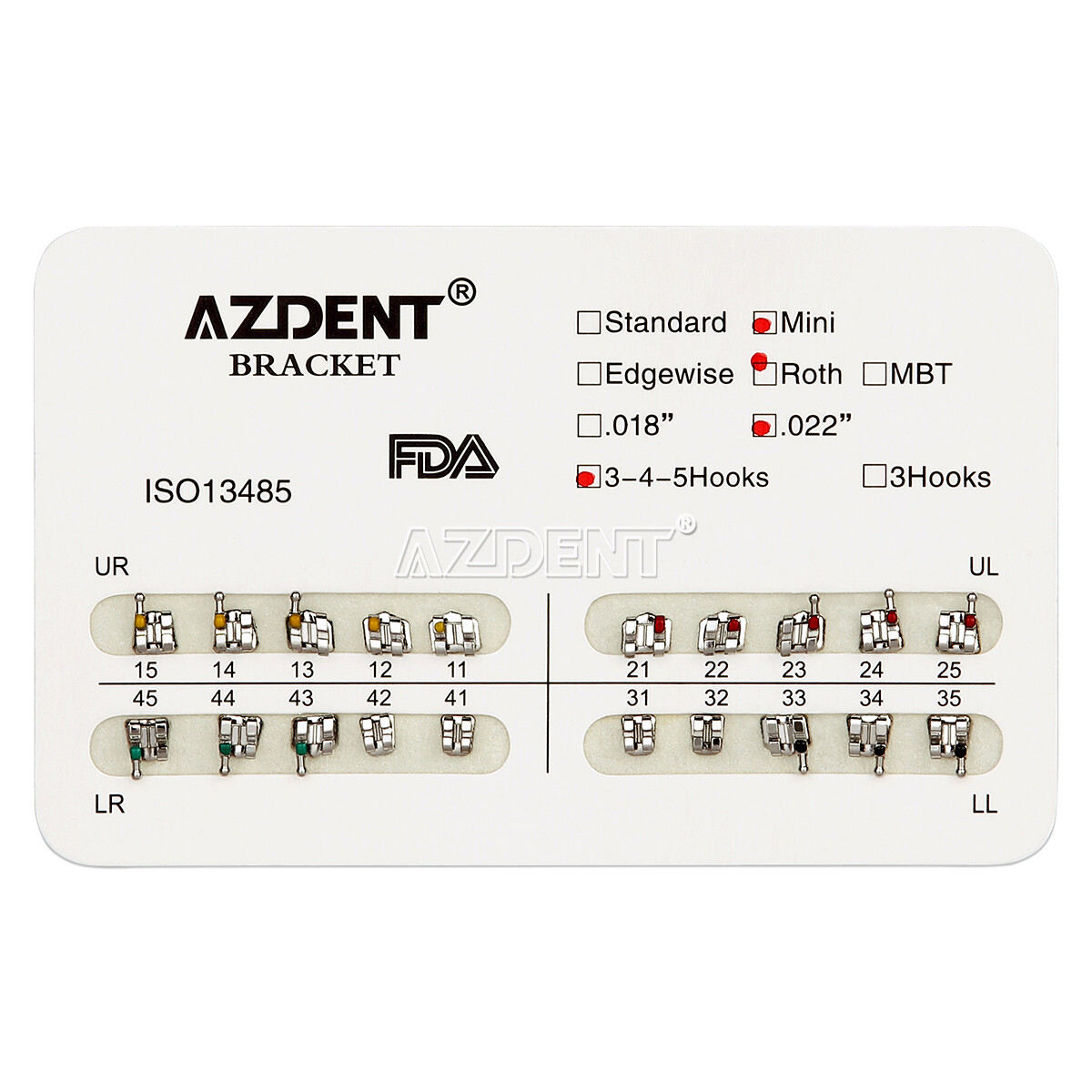 20*Dental Ortho Brackets Mini Standard Roth MBT 022 018 Metal Braces AZDENT