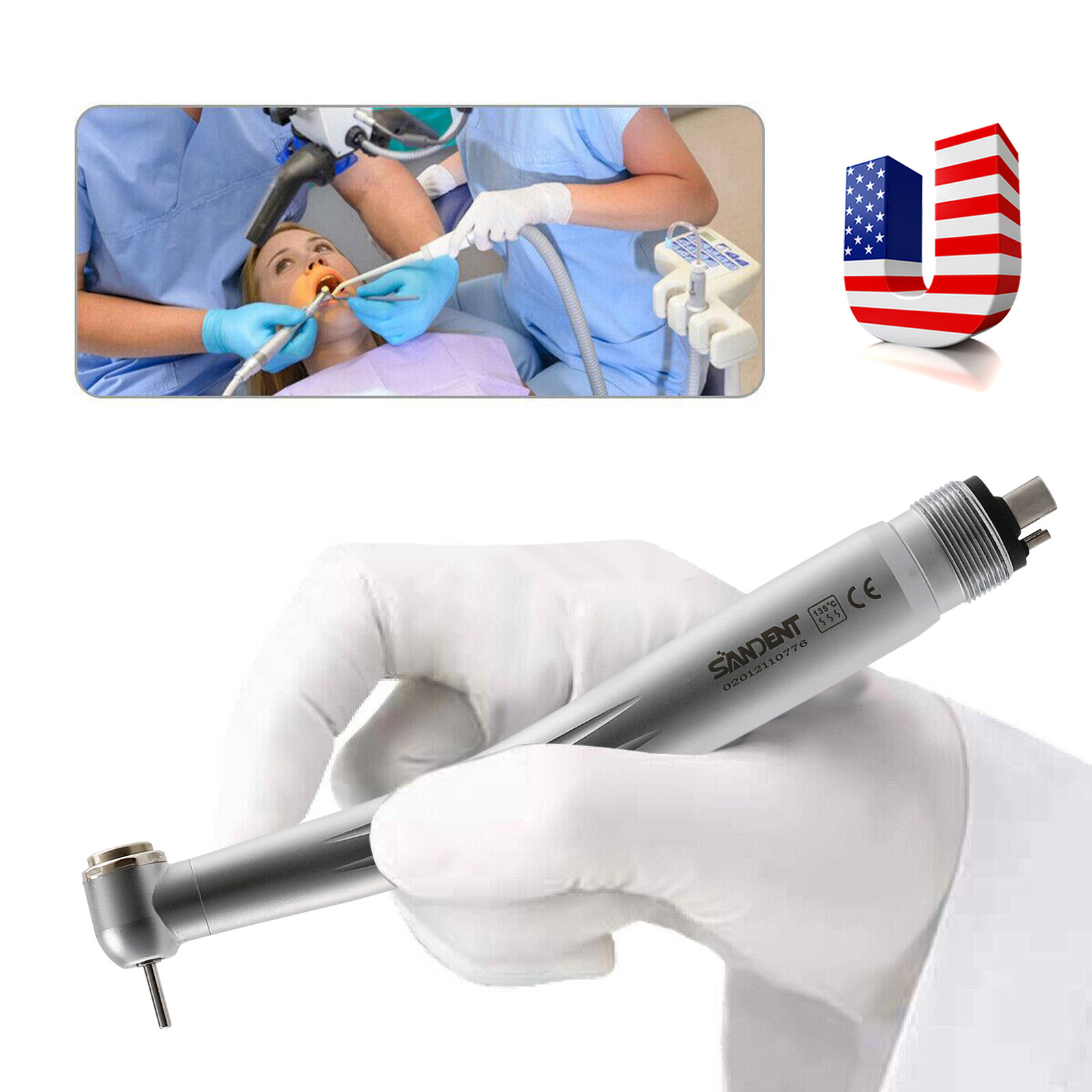 Dental High Speed Turbine Handpiece Push Standard Head 4Hole Fit NSK SANDENT Dr
