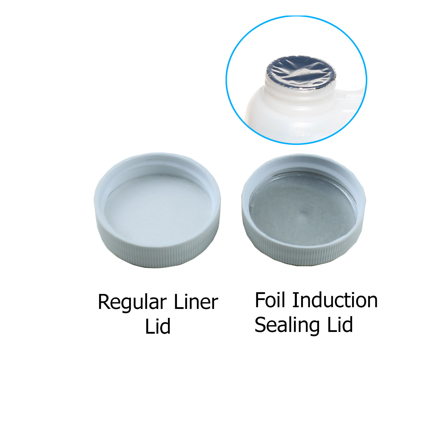38/400 Polypropylene White Caps with Heat Induction Liner(10-100)