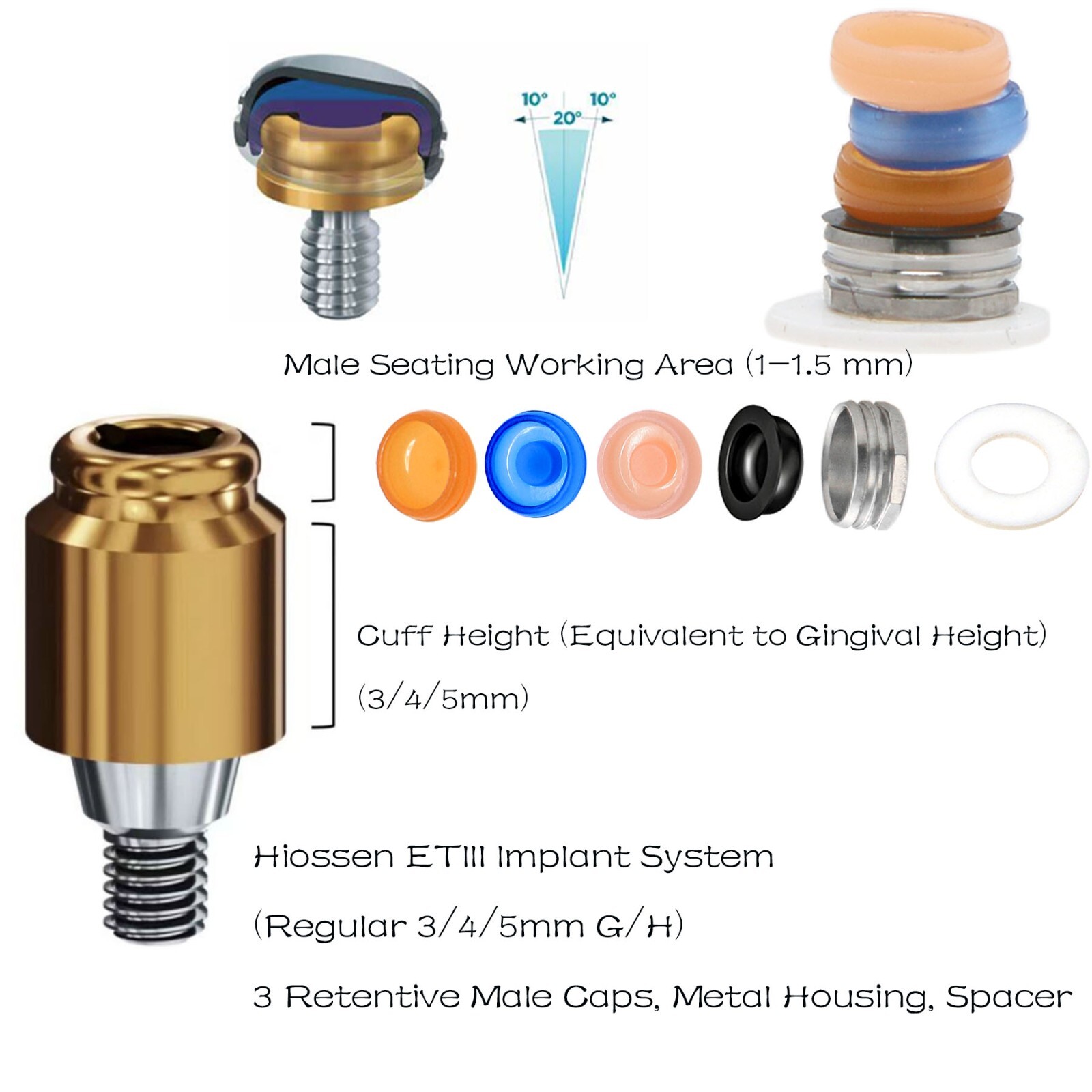 US Locator attachment abutment For Hiossen ET /Osstem TS Mini/Regular 1-7.0mm GH