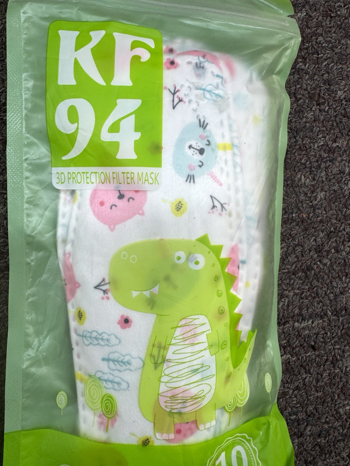 (40) Kid’s Face Masks KF94 Pink With Clouds & Rainbows & White Floral Disposable