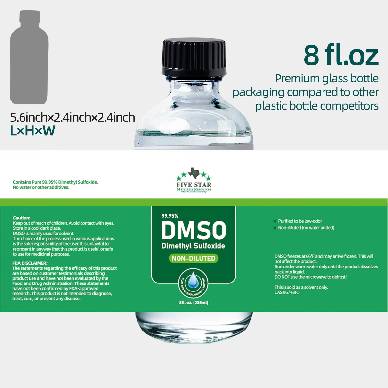 Dimethyl Sulfoxide (DMSO) 99.95% Pure Liquid |8 oz. DMSO Non-diluted | Undilu…
