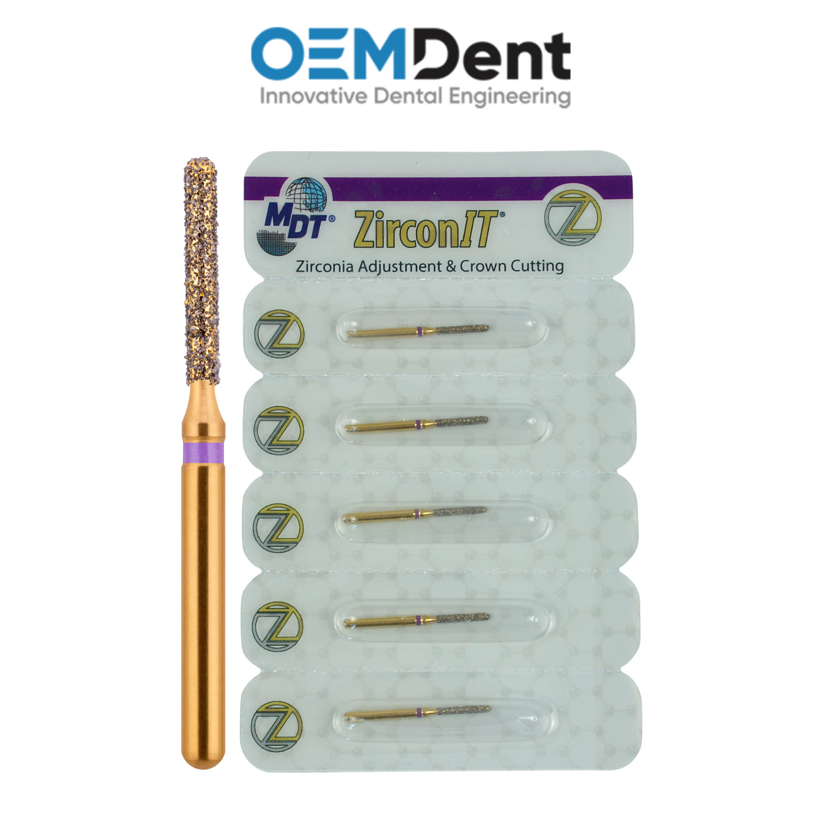 MDT FG ZirconIT Round End Cylinder Z141 ADJ Diamond Burs Ceramic Restorations