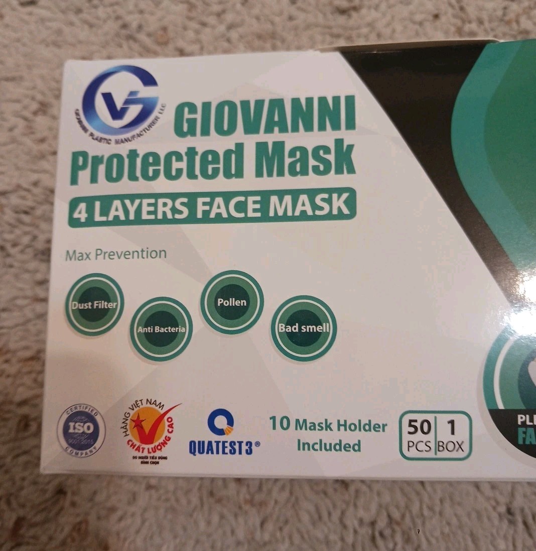 50 GIOVANNI 4 LAYER PROTECTED FACE MASKS BLUE AND WHITE