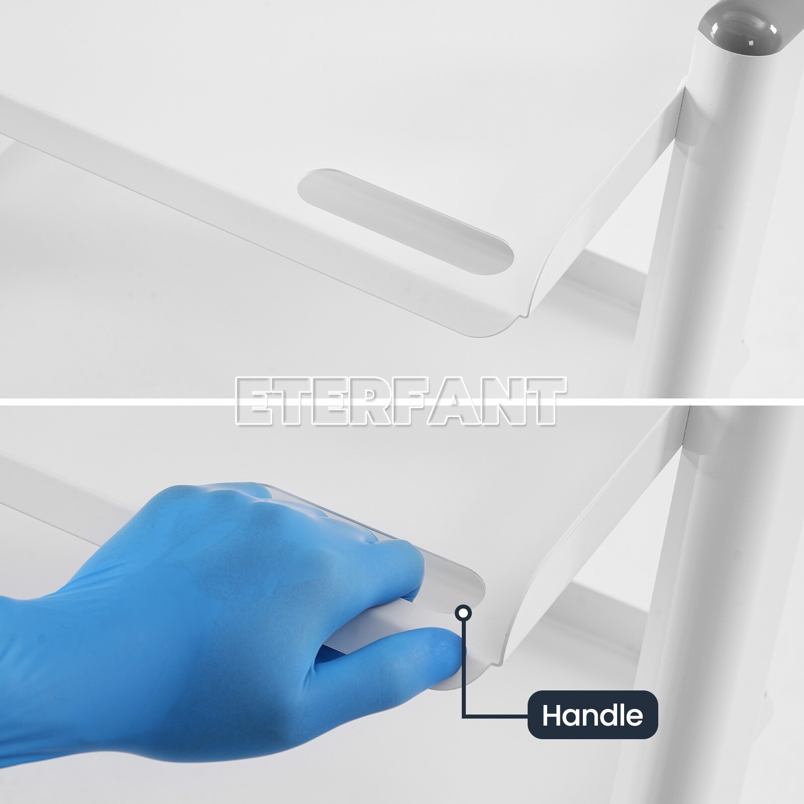 ETERFANT 3-Layer Dental Medical Trolley Stainless Steel Lab Mobile Rolling Cart