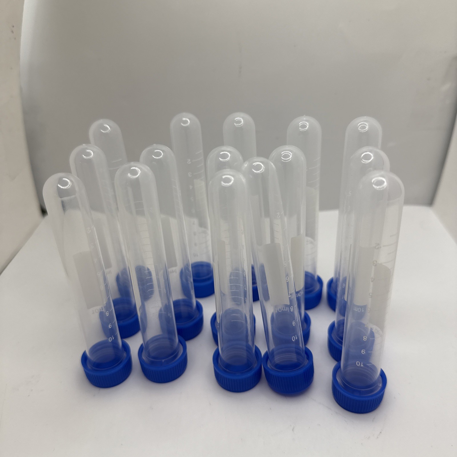 15pcs 10mL Plastic Centrifuge Tubes Screw Cap Polypropylene Lab Sample Vials