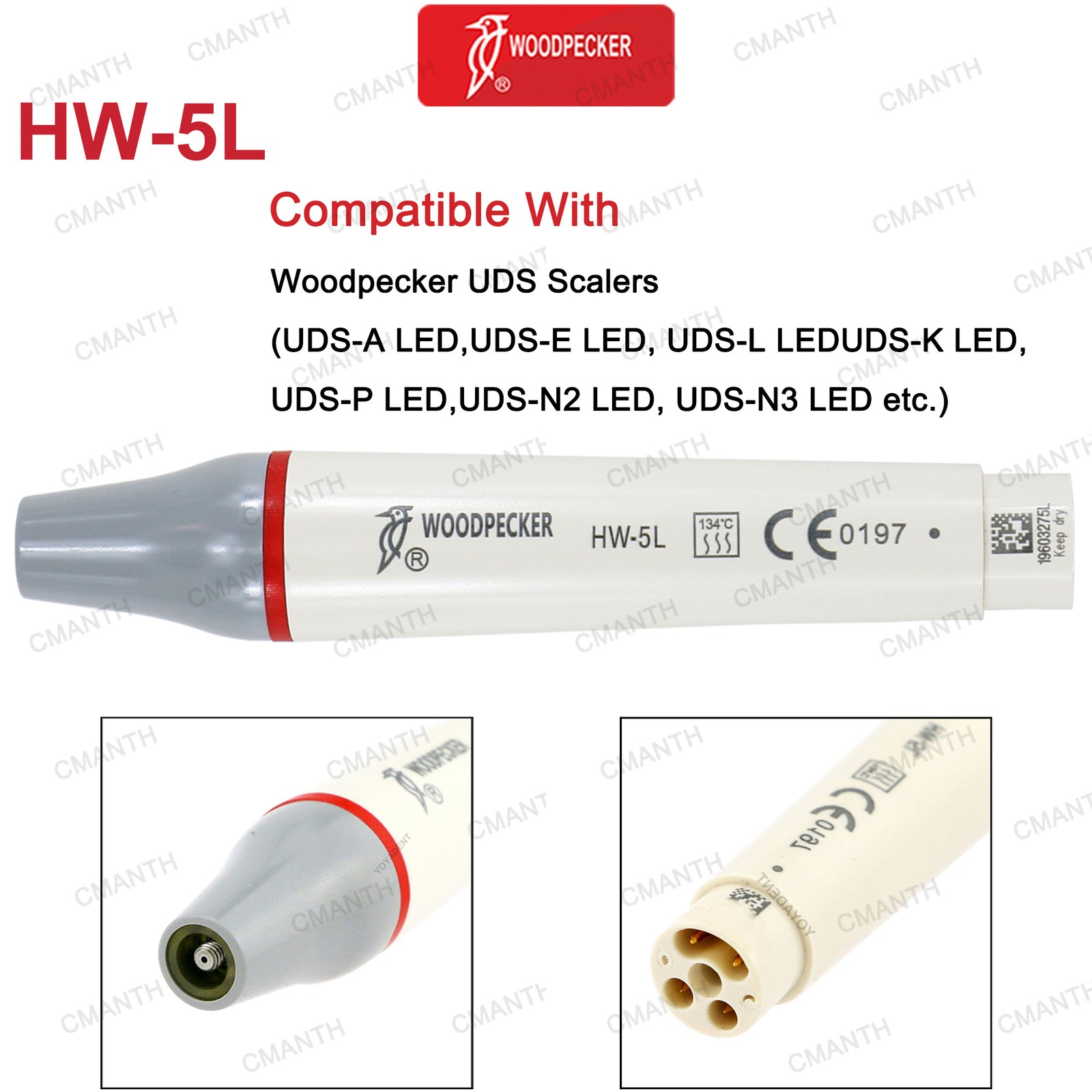 Woodpecker DTE Dental Ultrasonic Scaler Handpiece LED Light Fit EMS NSK SATELEC