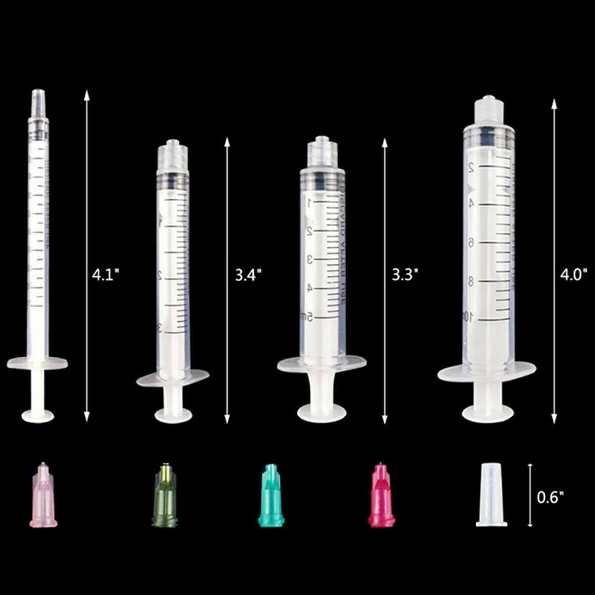 20Pcs Pack 1ml 3ml 5ml 10ml Disposable Work Drum Blunt Tip + Caps 4 Sizes