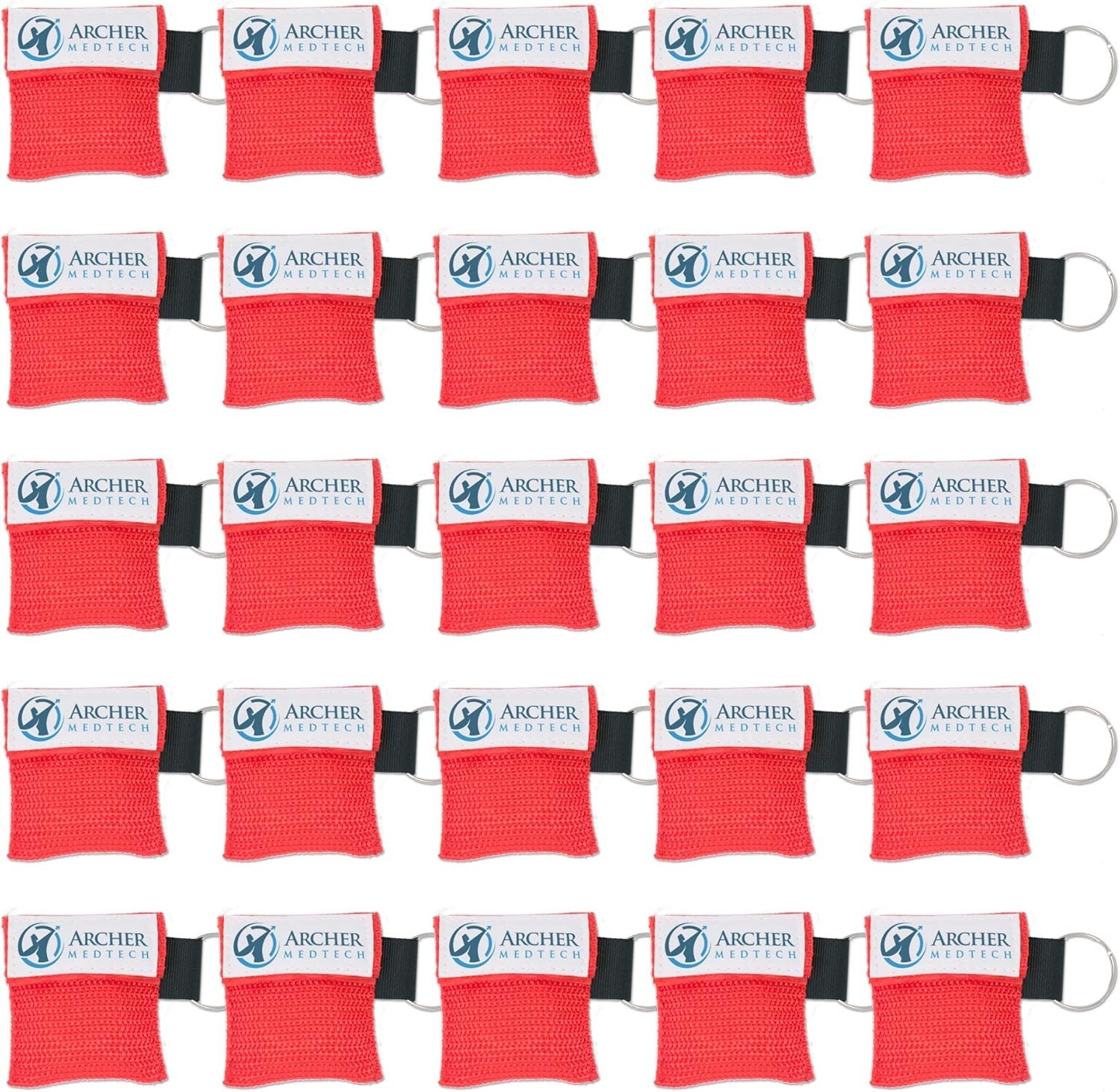 CPR Face Shield Kit Latex-Free Emergency Rescue Barrier Keychain 25-Pack