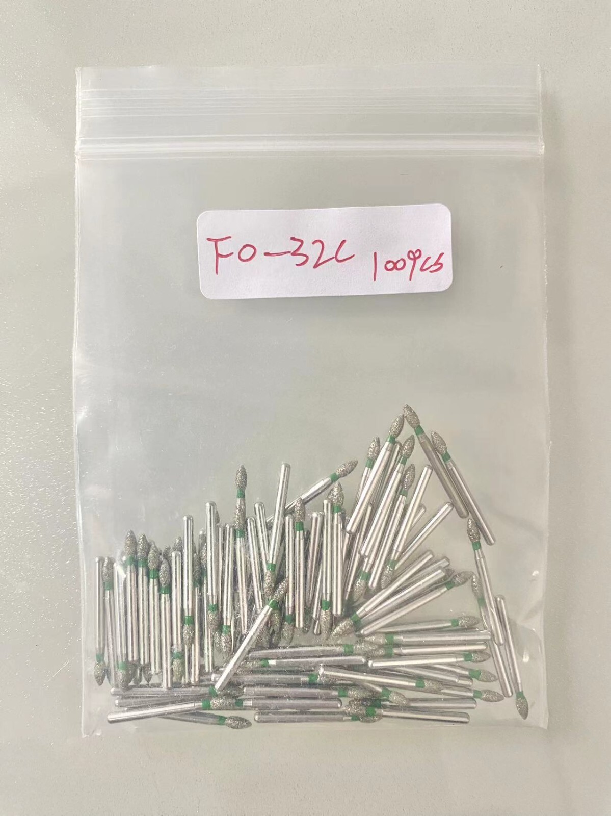 100 PCS FO-32C 368-018C Flame Ogival End Green Coarse Grit Dental Diamond Burs