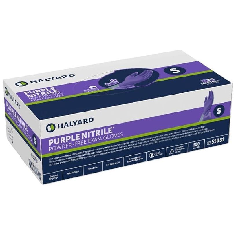 *1,000-Pieces* Halyard Purple Powder-Free Nitrile Exam Gloves Small 55081