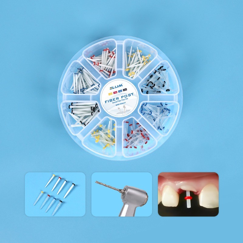200pcs Dental Quartz Fiber Post Kit 8 Sizes Straight & Screw Threaded Posts Endo