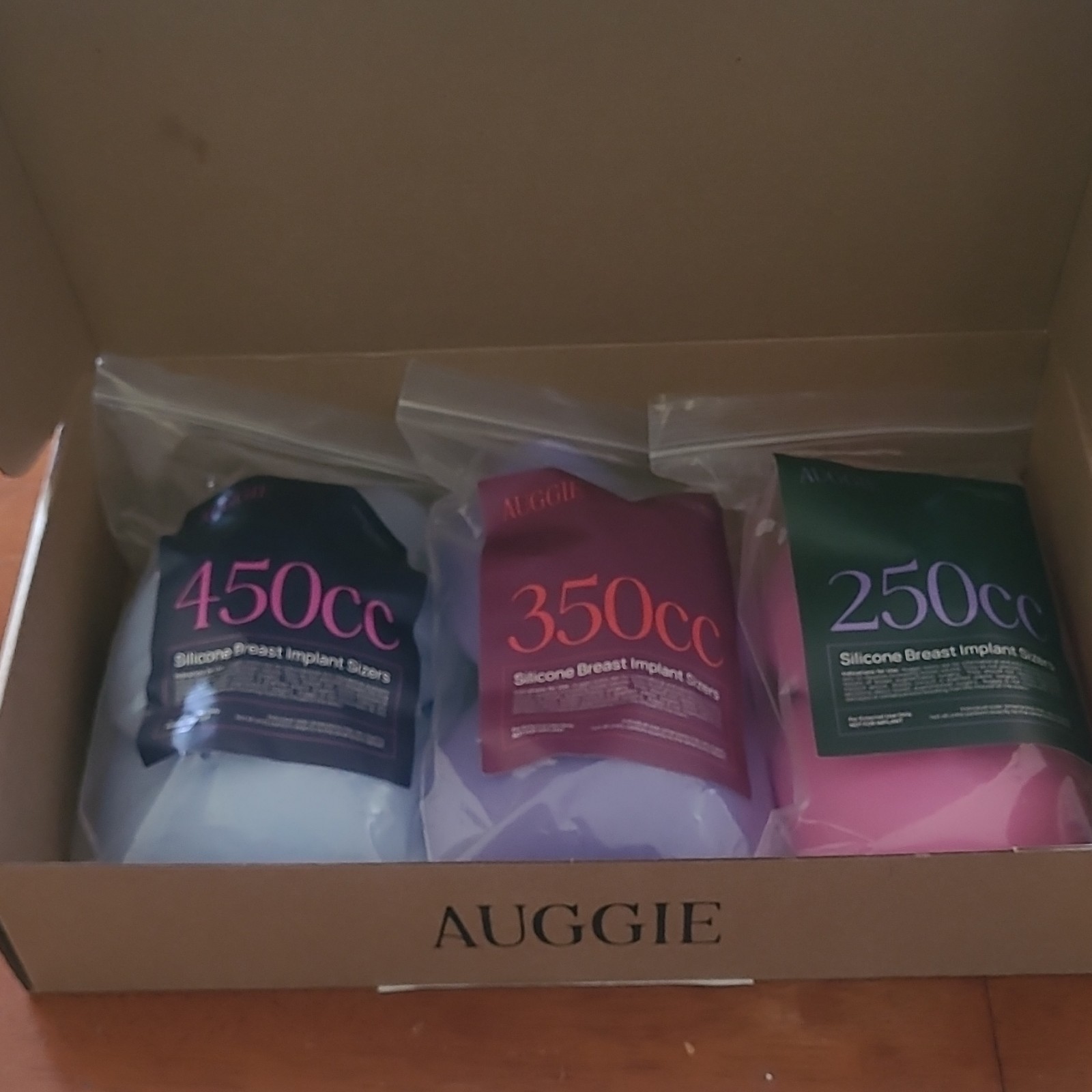Auggie Silicone Breast Implant Sizers Set 250cc 350cc 450cc Cosmetology Kit