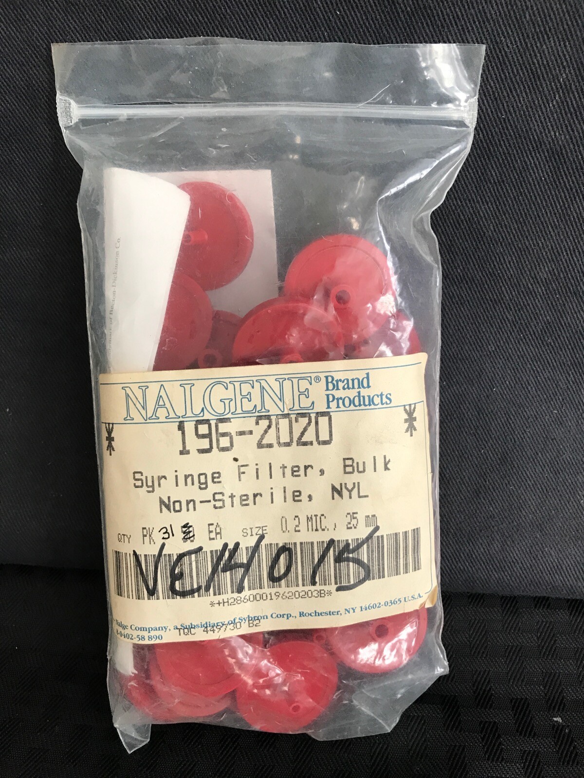 (31)NALGENE THERMO 0.2um Syringe Filters Nylon Membrane 25mm Non-Sterile 1962020
