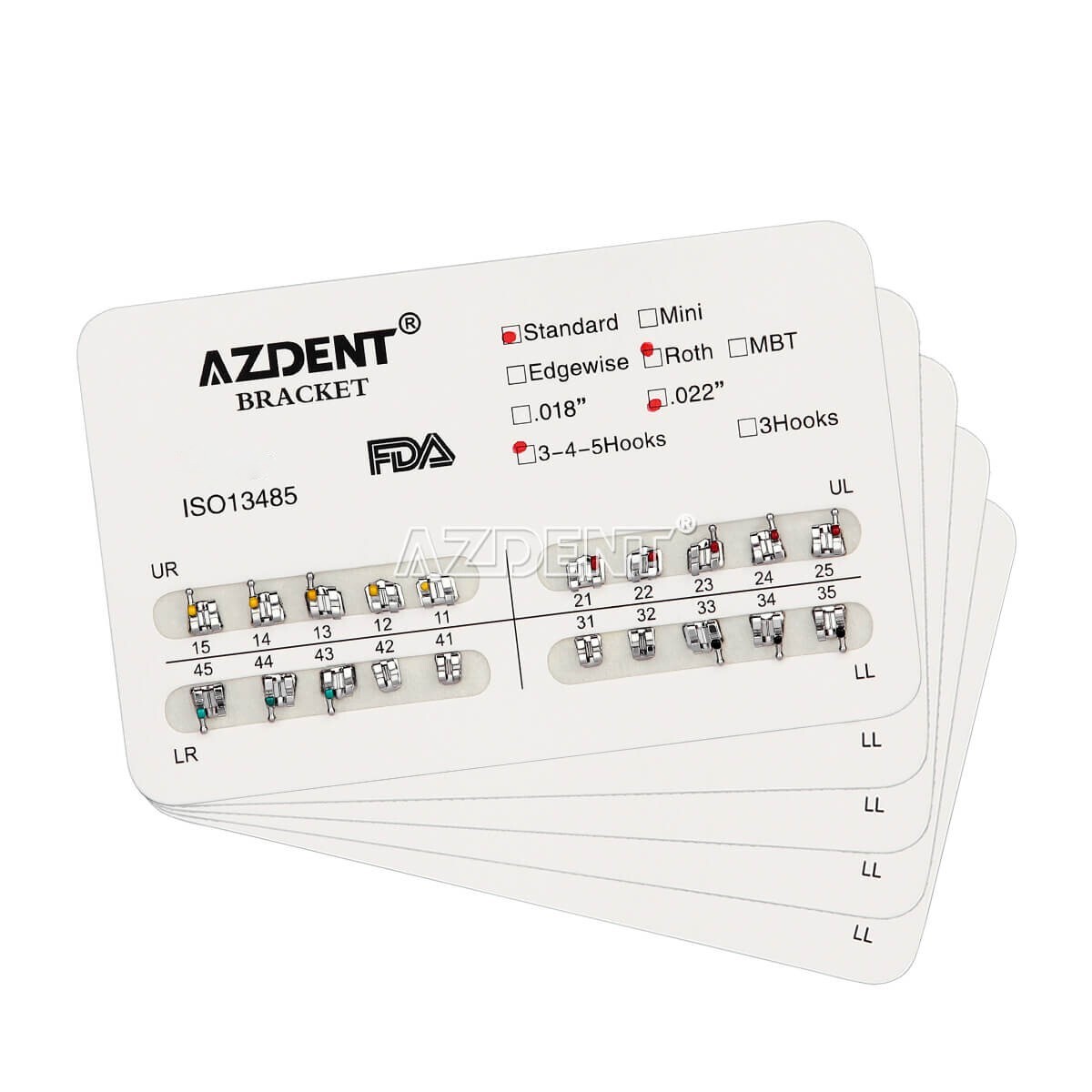 20 Packs AZDENT Dental Orthodontic Brackets Braces Standard Roth.022″ Hooks 345