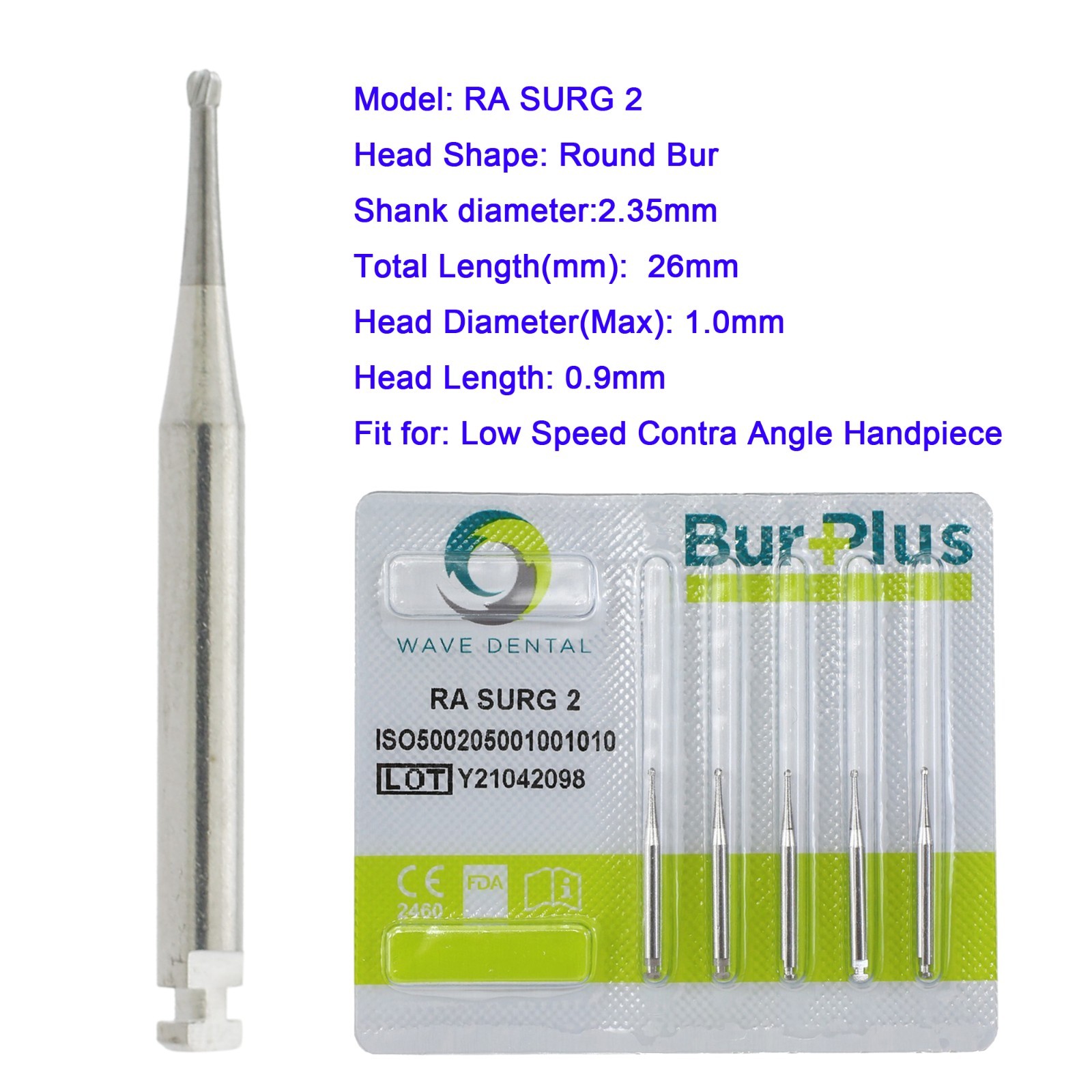 Wave Dental Carbide Burs Round Latch Bur RA 2 4 Long Surgical Bur LAOS RA SURG 4