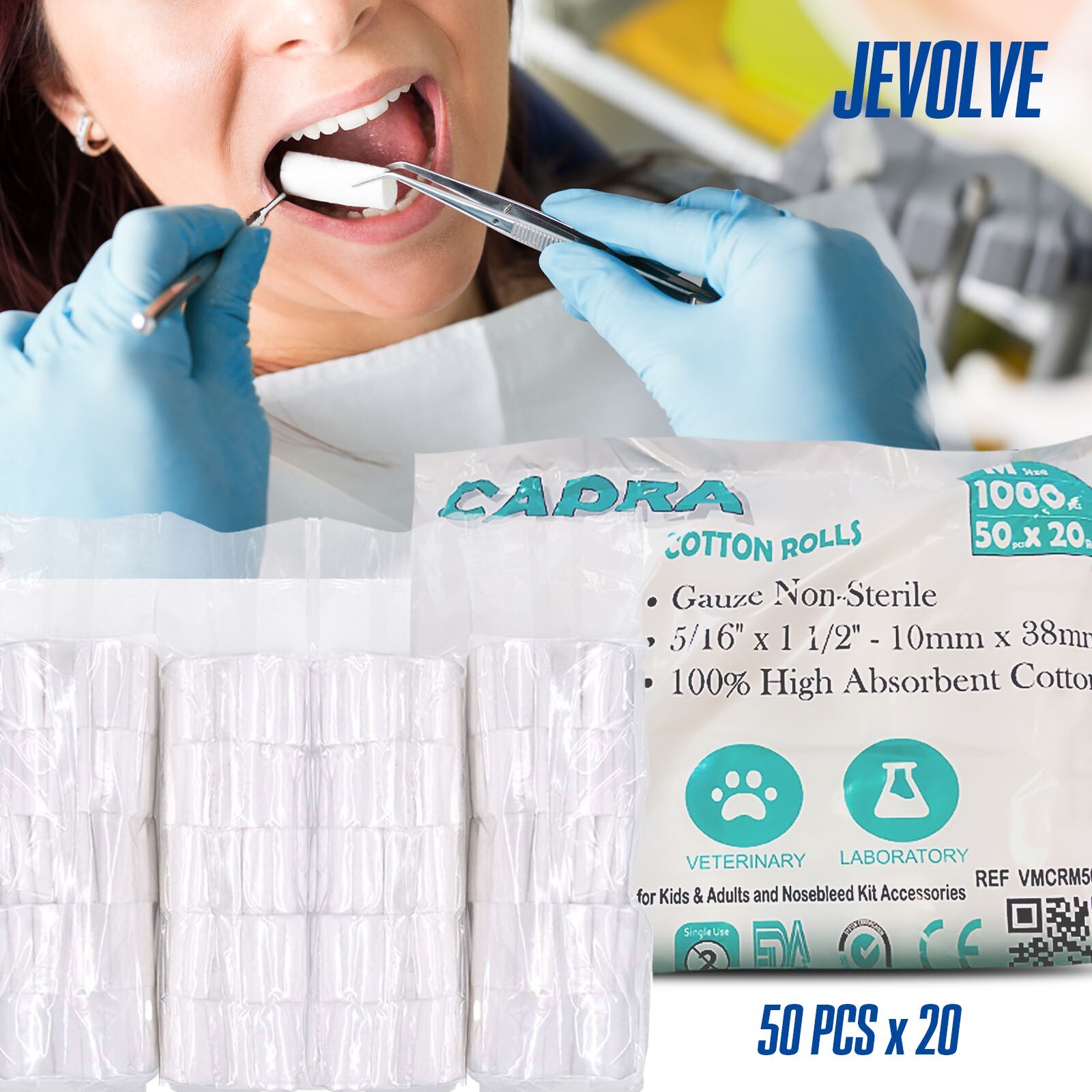 Capra Advanced Cotton Rolls Size 2 Non-Sterile High Absorbent Cotton Pads