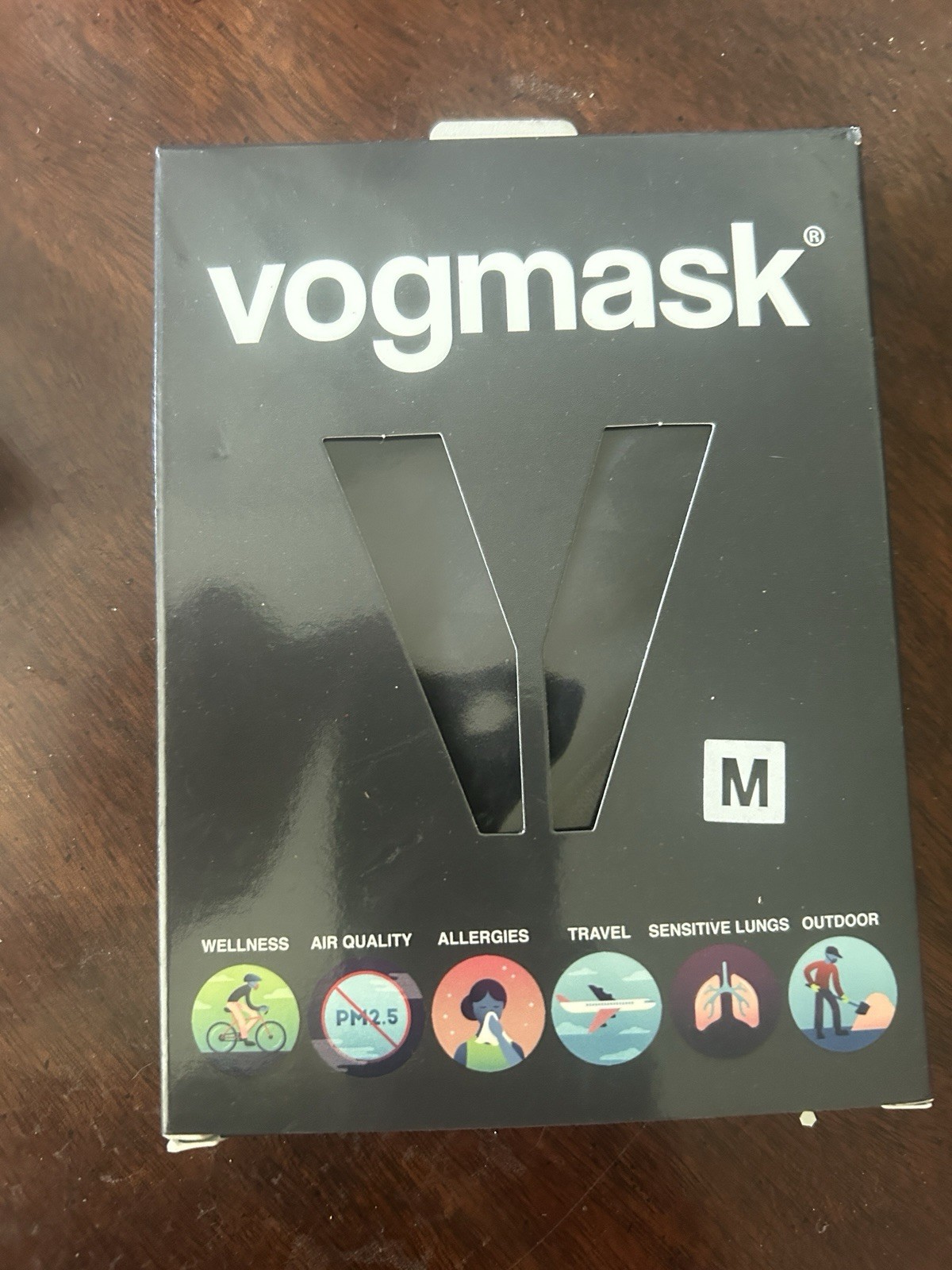 New Vogmask Medium M Filtering Face Mask Reusable Mask Sealed Black on Black
