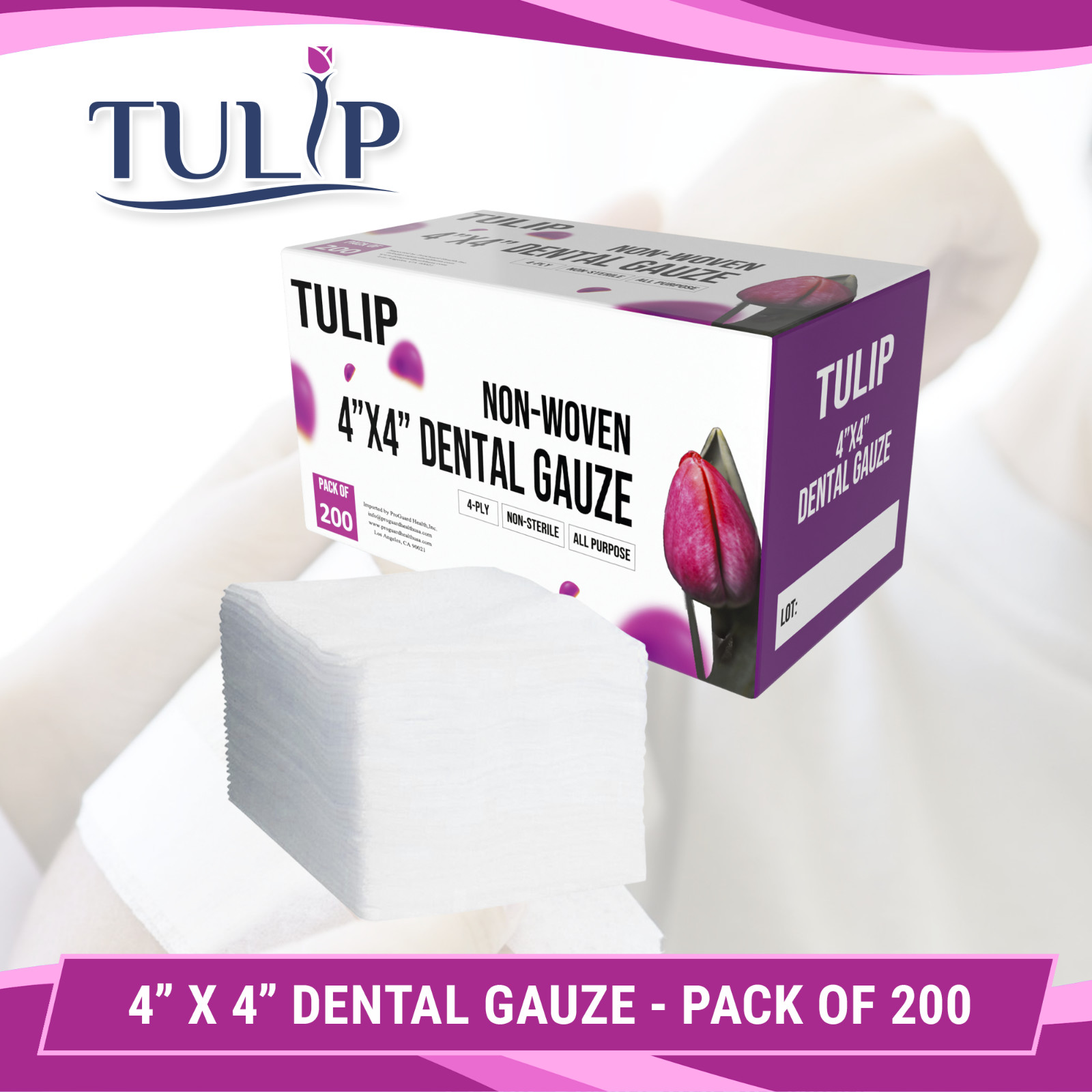 200 4×4 Dental Gauze Non-Sterile 4-Ply Pads Soft, Absorbent Medical Grade