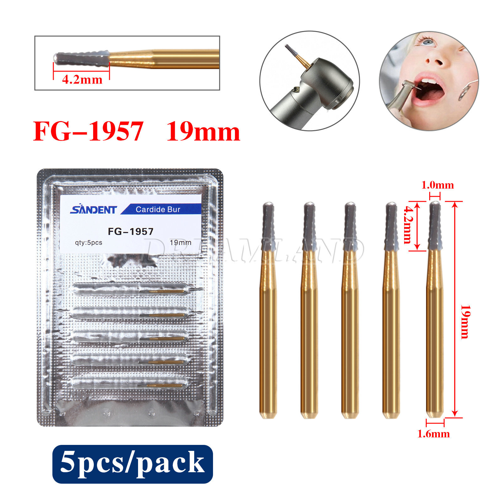 Dental Carbide Burs For High Speed Handpiece FG 1957 1958 Crown Cutting