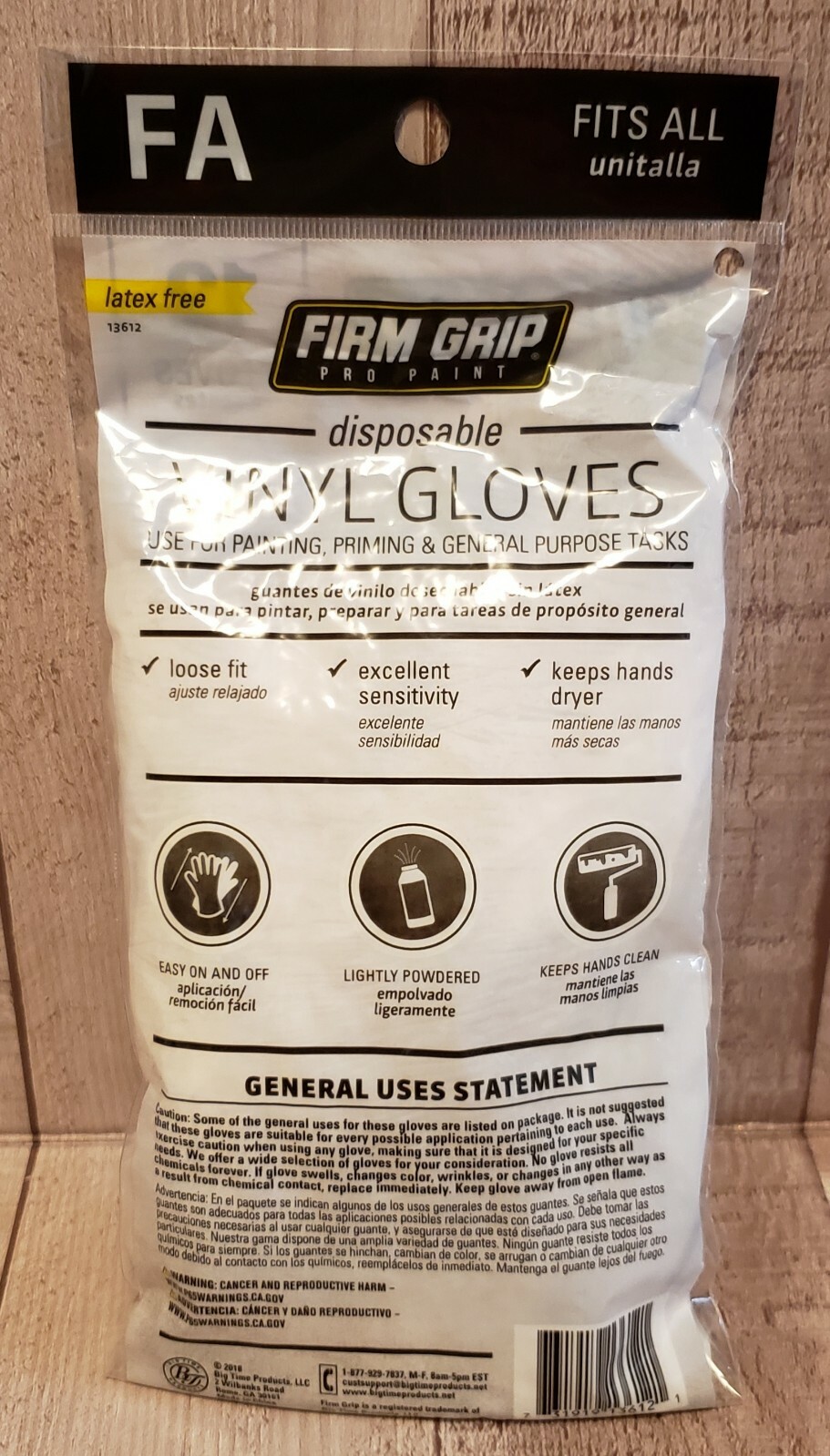 Lot 6(72)* FIRM GRIP Pro Paint Disposable Vinyl Gloves*Laxtex Free*Free Shipping