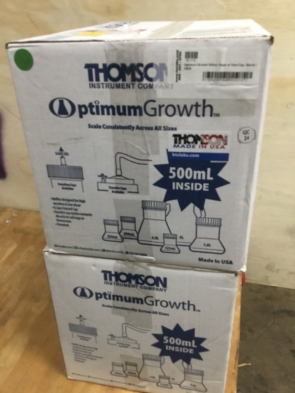 THOMSON 500mL Plastic Flask w/ Vent Cap Optimum Growth Sterile 931112 (25/cs)