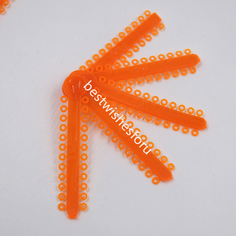 1 Bag Dental Orthodontic Ligature Ties Elastic Rubber Bands Neon Orange 1008 Pcs
