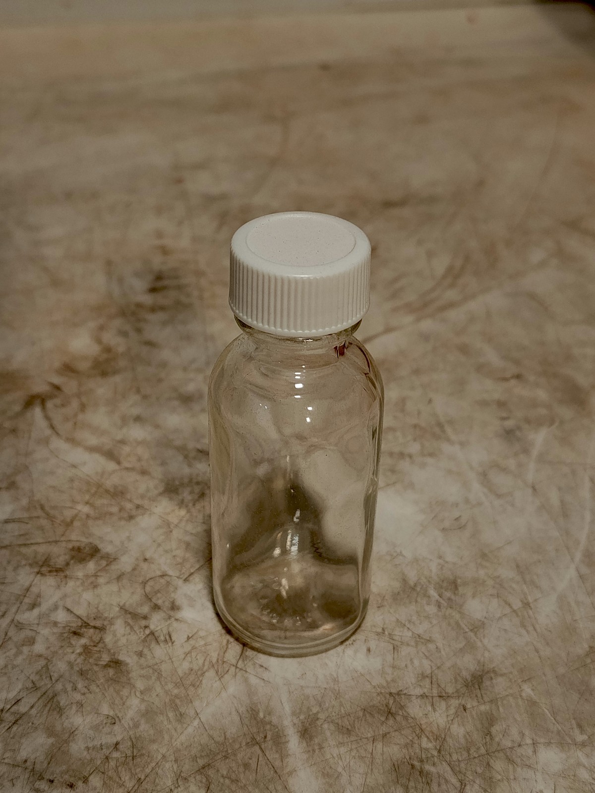 Lot of 15 Glass Bottles With White Screw Caps Clear Sample Vials as Shown