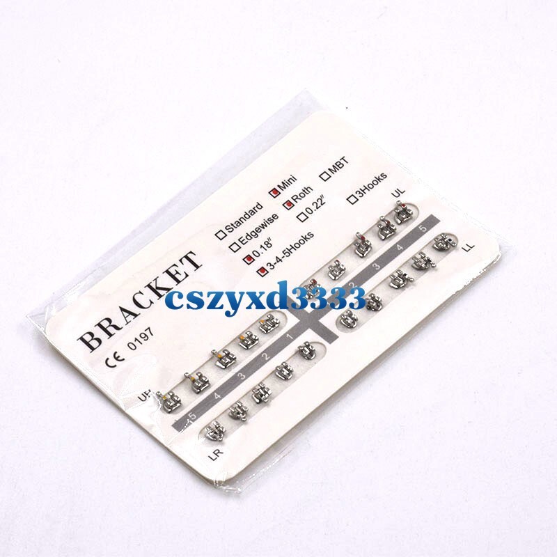 Dental Orthodontic Brackets Brace Roth/MBT/Edgewise 018/022 NO. 3/345 Hooks