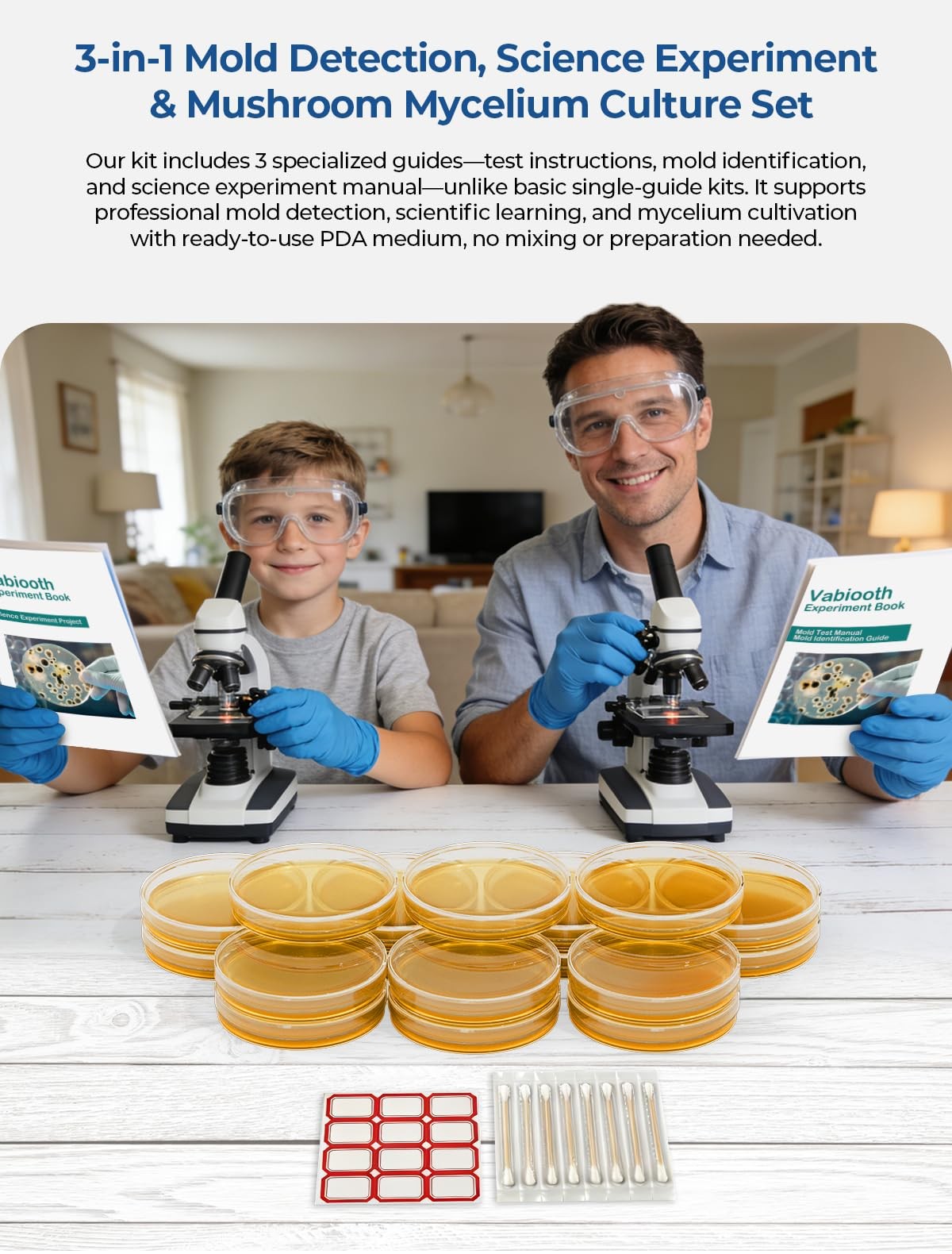6 Packs Agar Petri Dishes Home Mold Test Kit, Science Project 90mm –