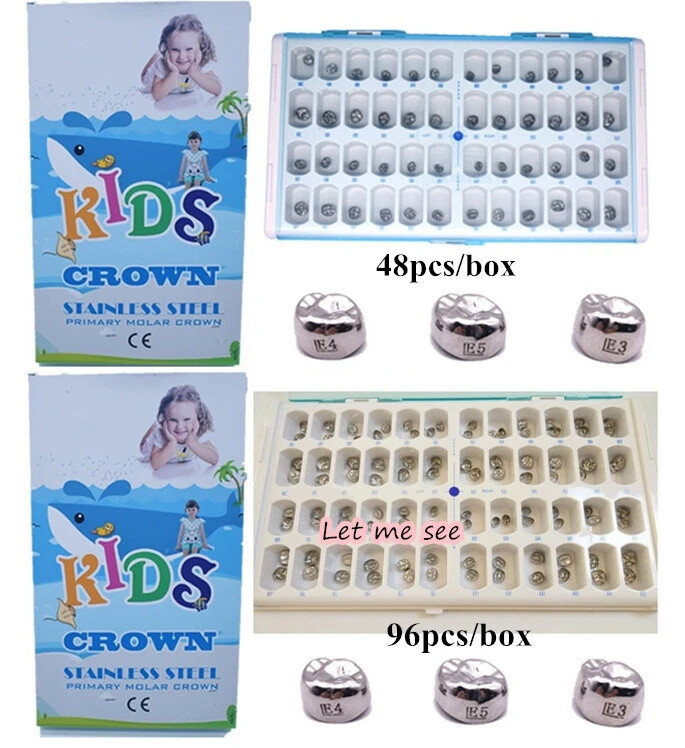 5/48/96pc Dental Kids Adult Crown Stainless Steel Primary Molar Crowns EASYINSMI