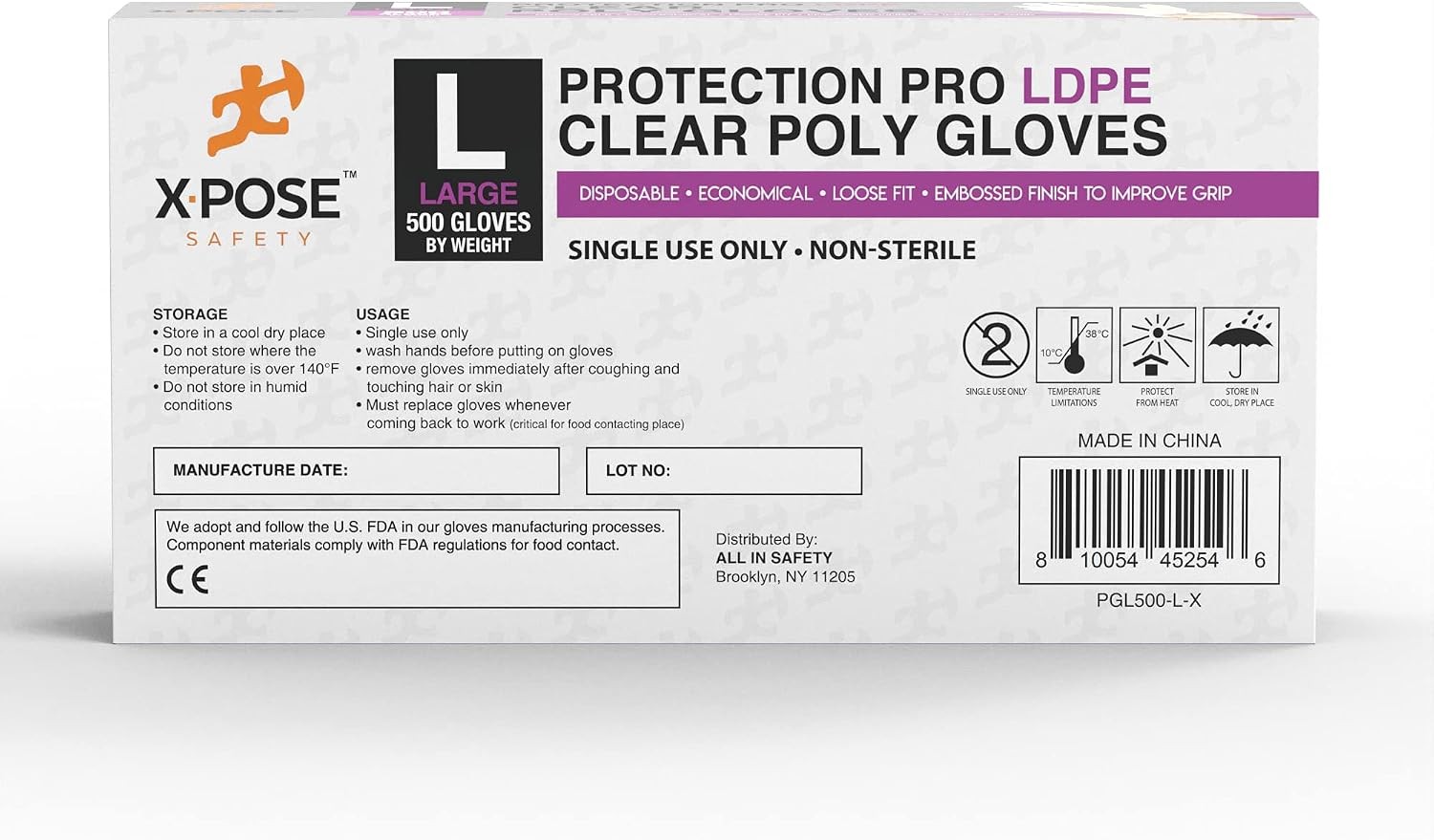 Disposable Food Prep Poly Gloves – Transparent Embossed Latex Kitchen, Plastic