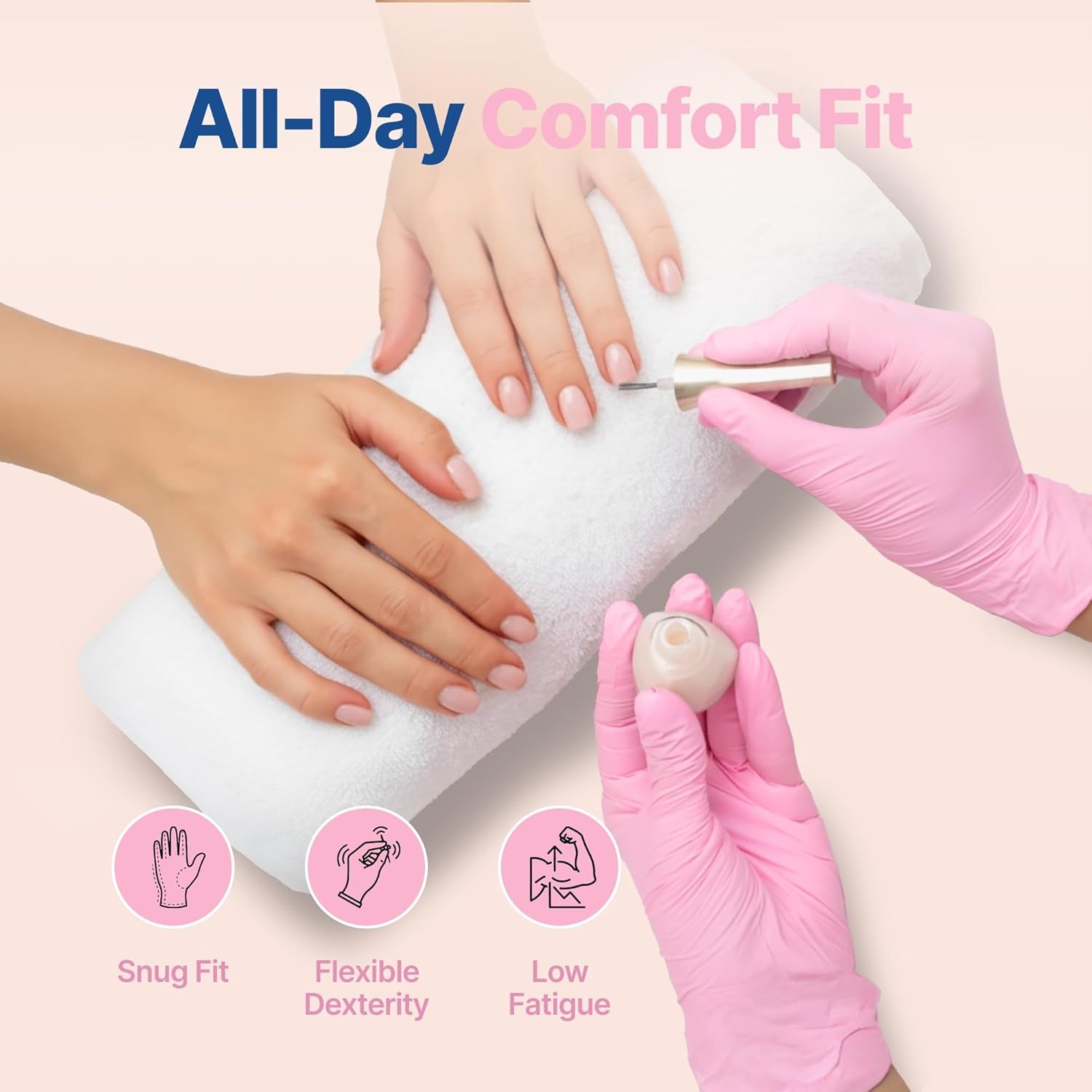 Schneider Pink Nitrile Exam Gloves Medium 100CT Latex Free Powder Free Food Safe