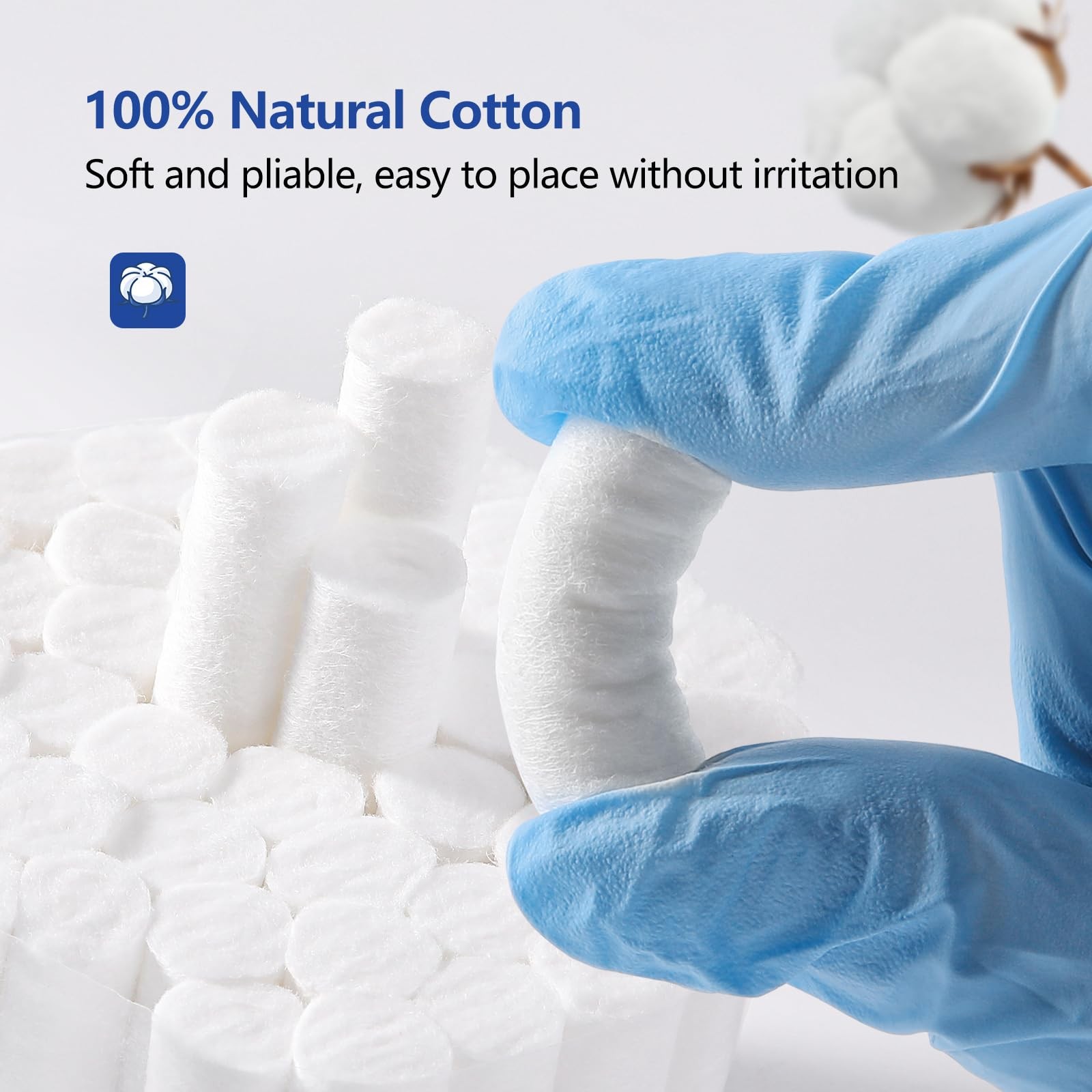 JMU 250 Pcs Dental Cotton Rolls, 1” Non-Sterile Nosebleed Plugs, 1″ x 3/8″